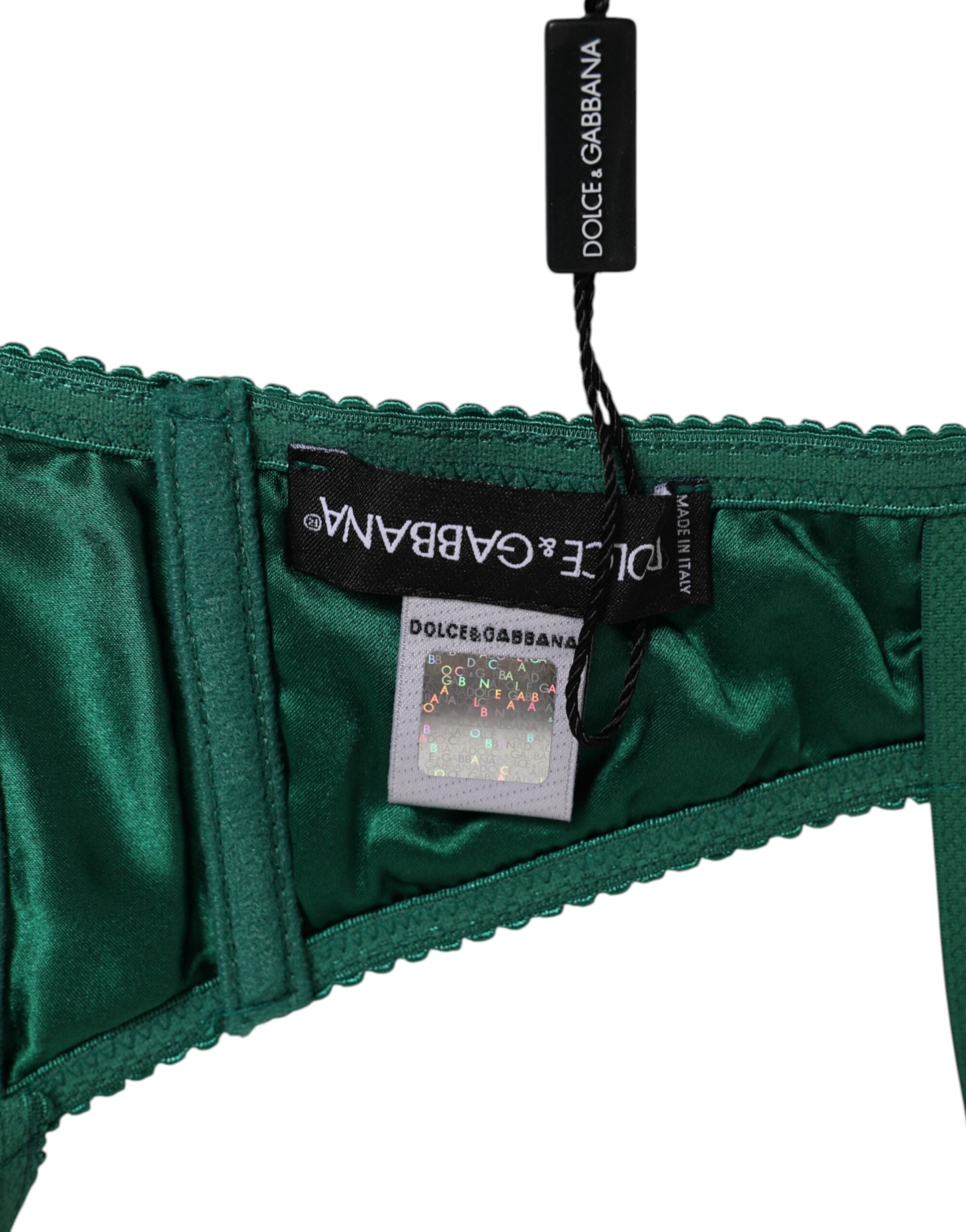Dolce & Gabbana Green Satin Semi-Padded Underwire Musk Underwear Dolce & Gabbana