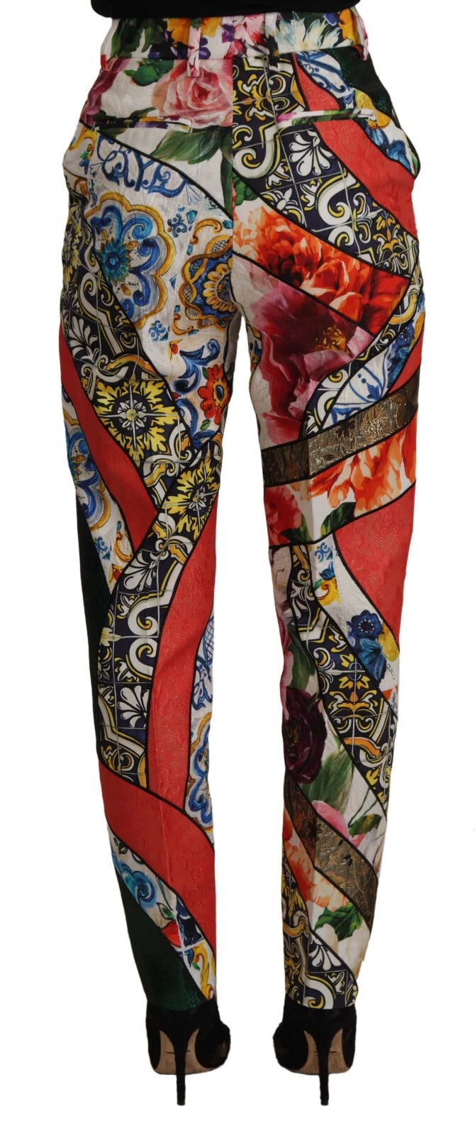 Dolce & Gabbana Multicolor Patchwork Jacquard High Waist Pants Dolce & Gabbana