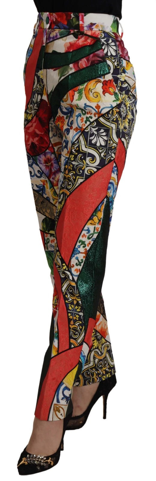 Dolce & Gabbana Multicolor Patchwork Jacquard High Waist Pants Dolce & Gabbana