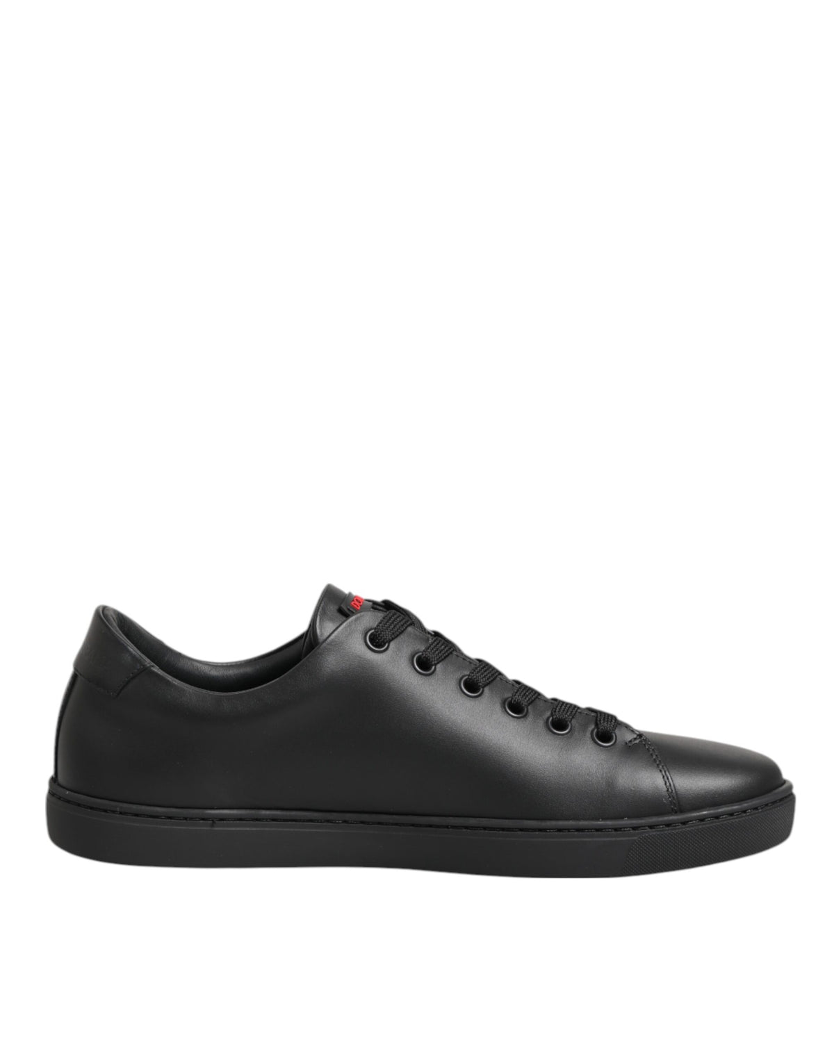 Dolce & Gabbana Black Leather Crystal Heart Low Top Sneakers Shoes