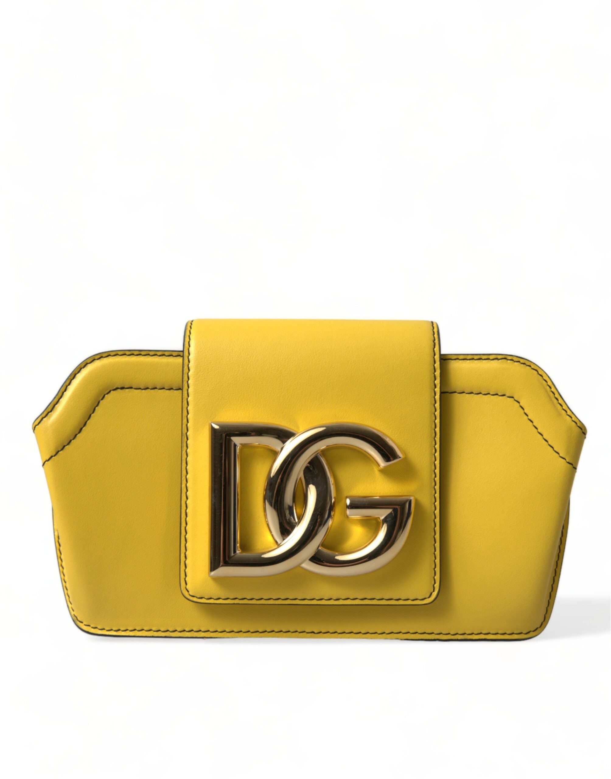 Dolce & Gabbana Yellow Smooth Leather DG Logo Clutch Crossbody Case Bag Dolce & Gabbana