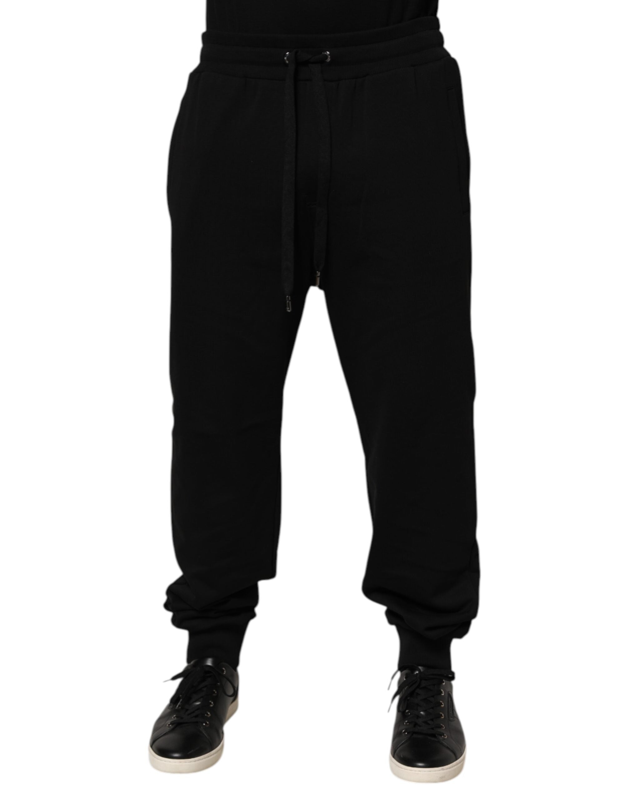 Dolce & Gabbana Black Cotton Drawstring Logo Sweatpants Pants Dolce & Gabbana