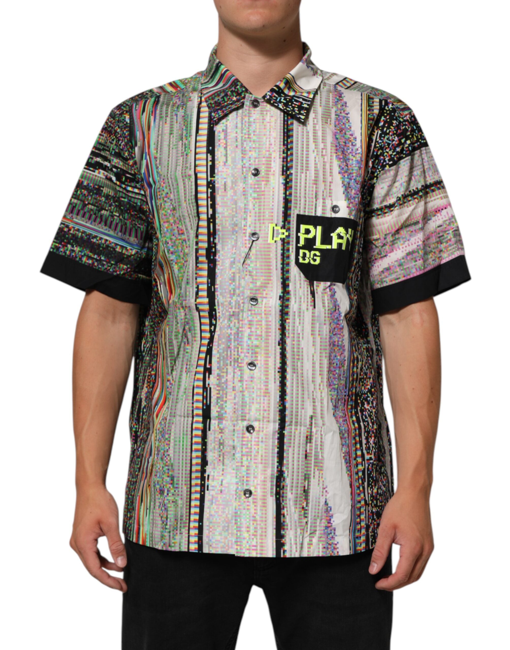 Dolce & Gabbana Multicolor Graphic Collared Casual Shirt Dolce & Gabbana