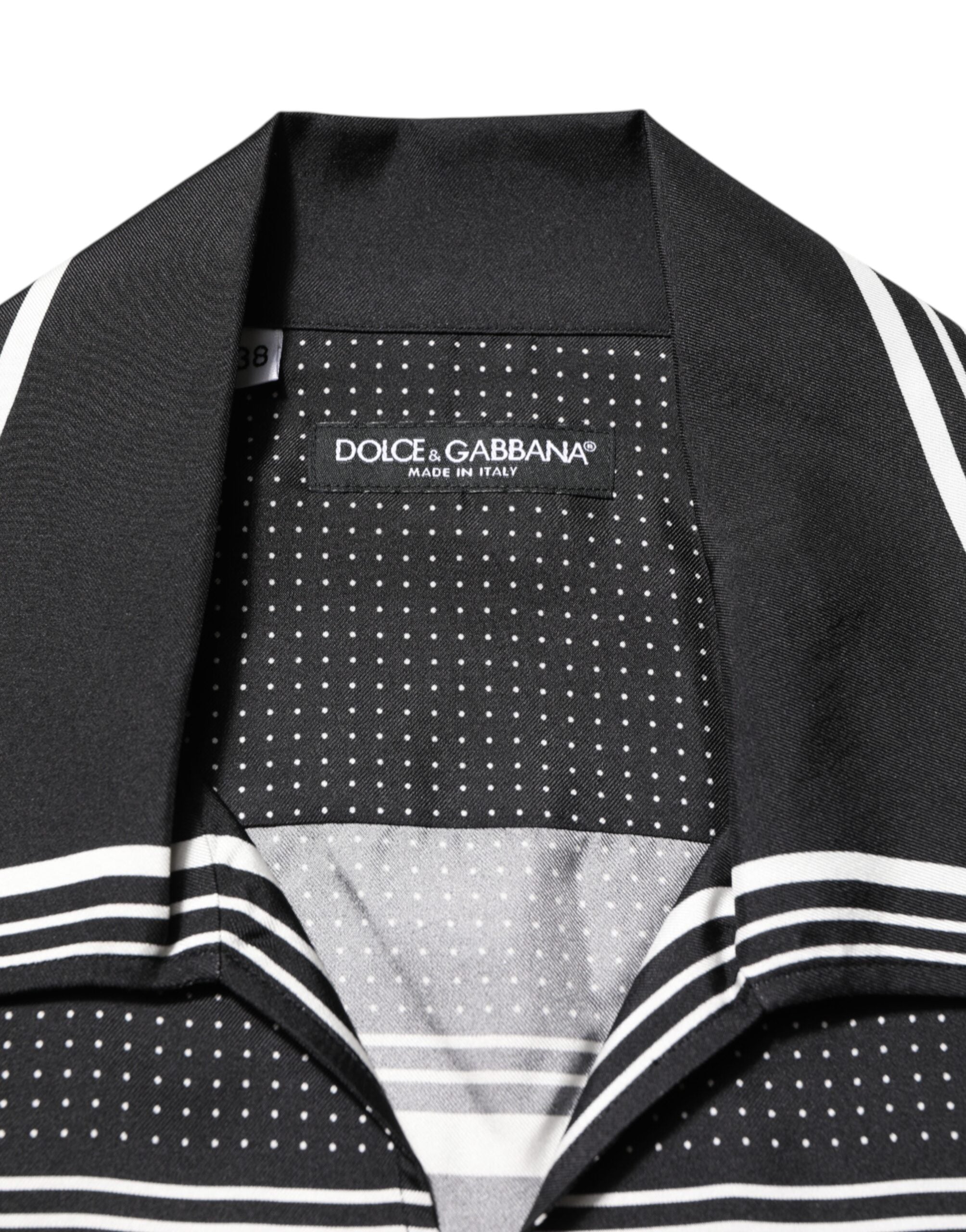 Dolce & Gabbana Black White StripeDot Print Casual Polo Shirt Dolce & Gabbana