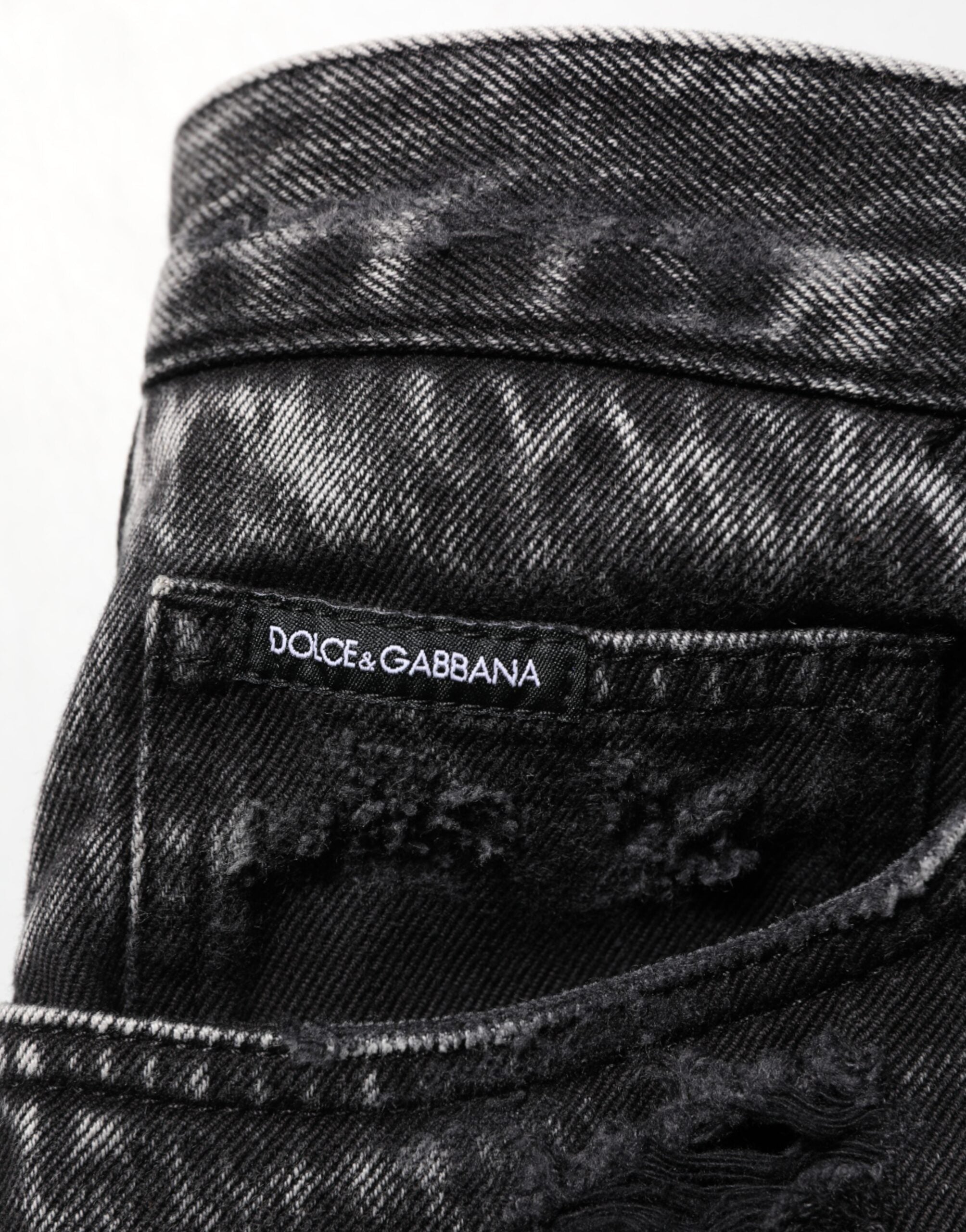 Dolce & Gabbana Black Washed Ripped Loose Cotton Denim Jeans Dolce & Gabbana