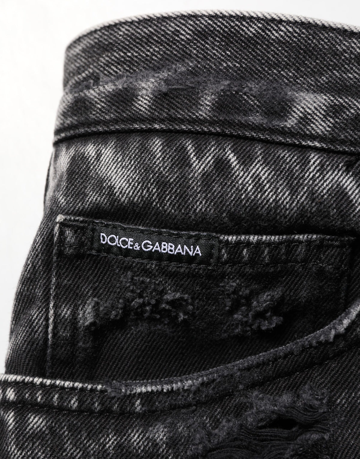 Dolce & Gabbana Black Washed Ripped Loose Cotton Denim Jeans