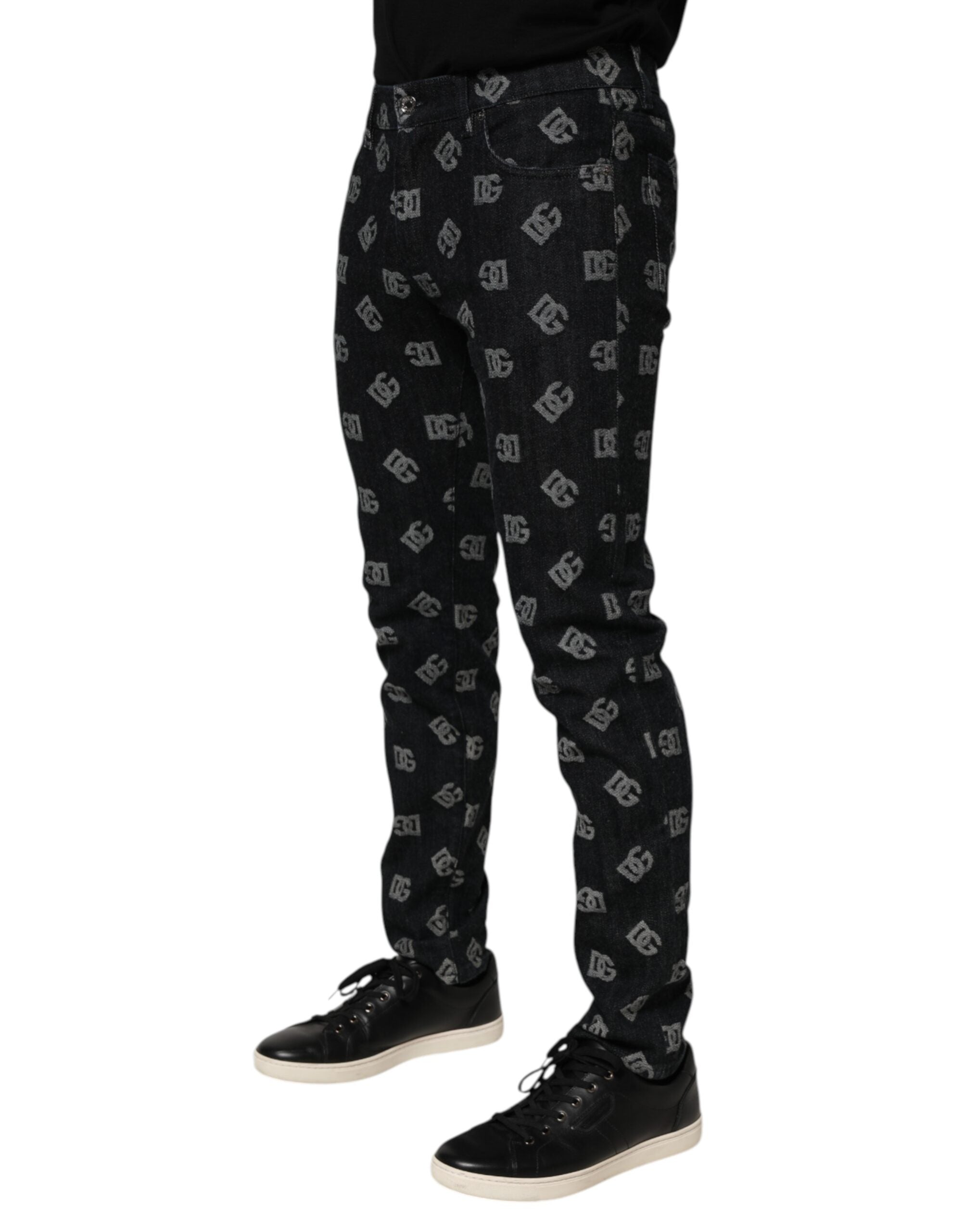 Dolce & Gabbana Black DG Monogram Cotton Skinny Denim Jeans Dolce & Gabbana