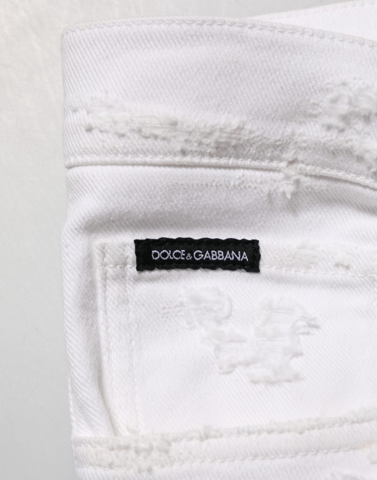 Dolce & Gabbana White Distressed Ripped Denim Trouser Jeans