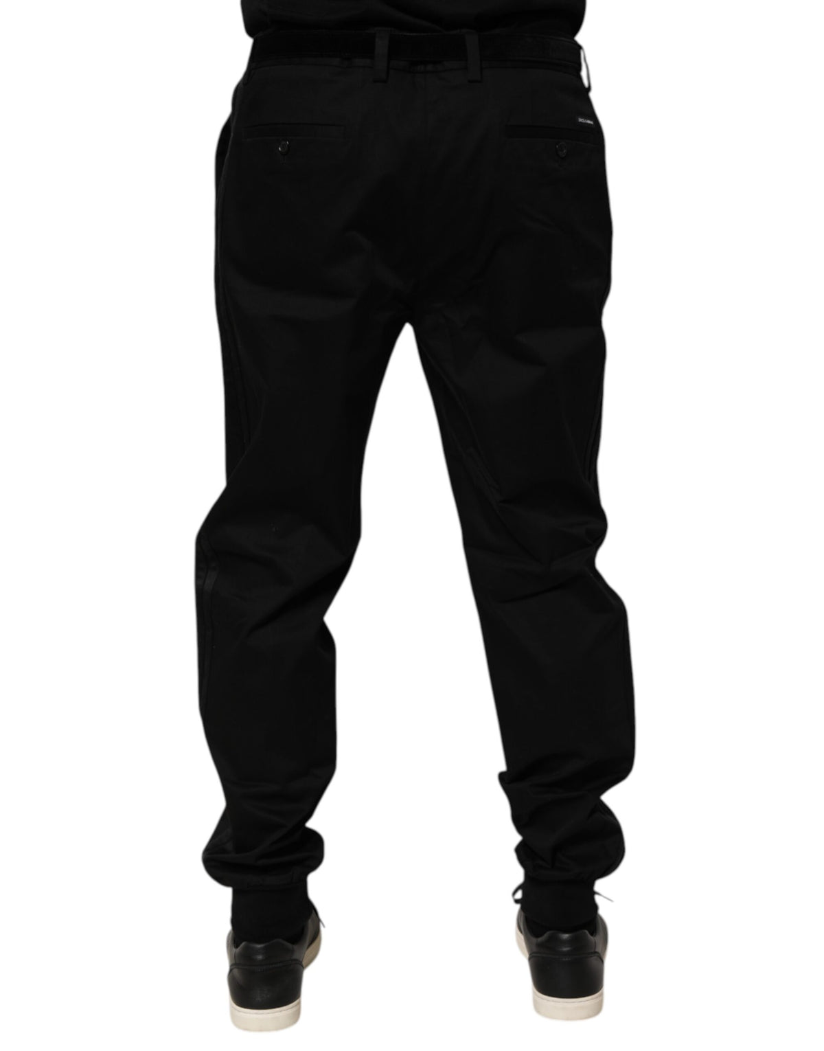 Dolce & Gabbana Black Cotton Stretch Casual Trouser Pants