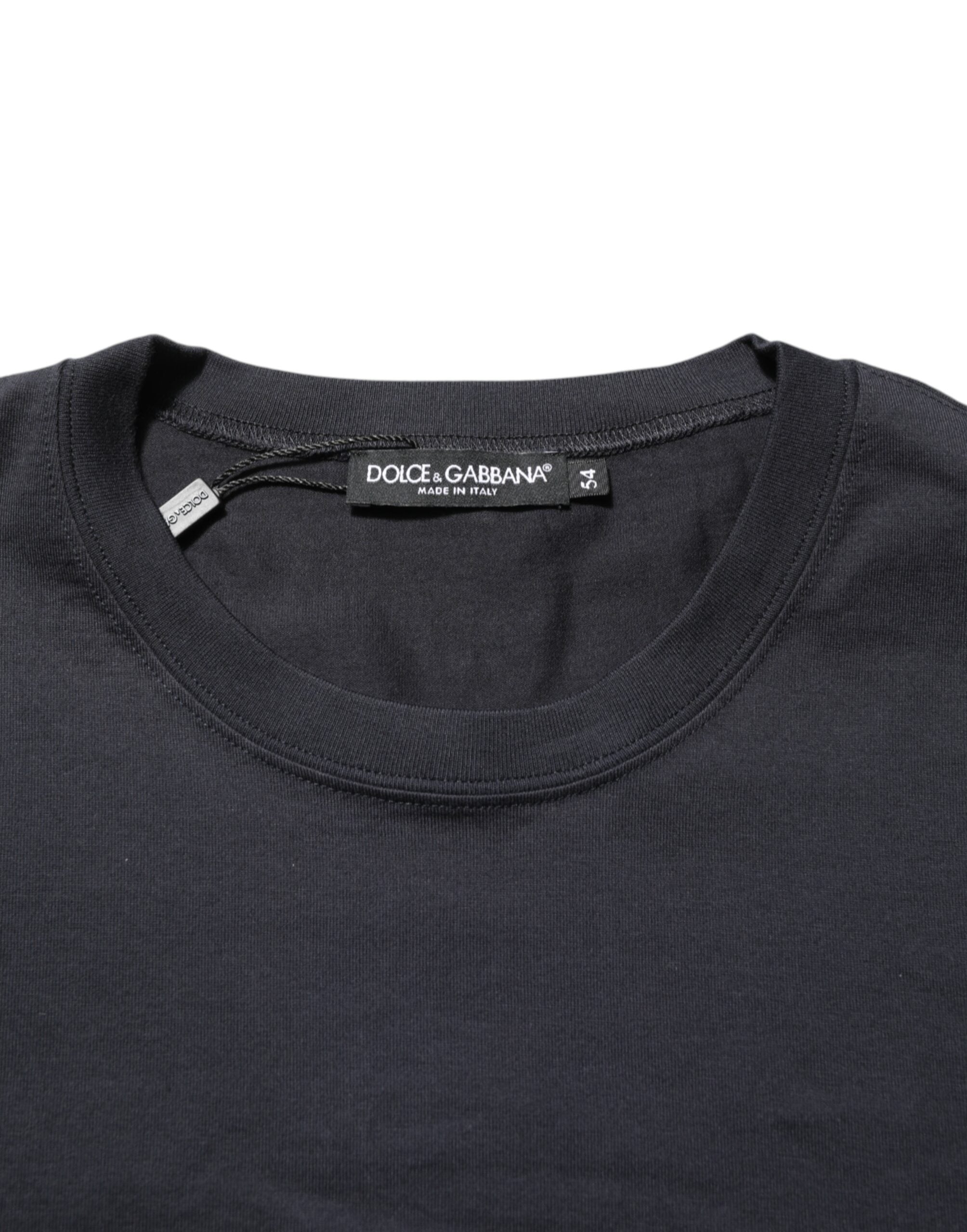 Dolce & Gabbana Black Logo Compass Cotton Crew Neck T-shirt Dolce & Gabbana