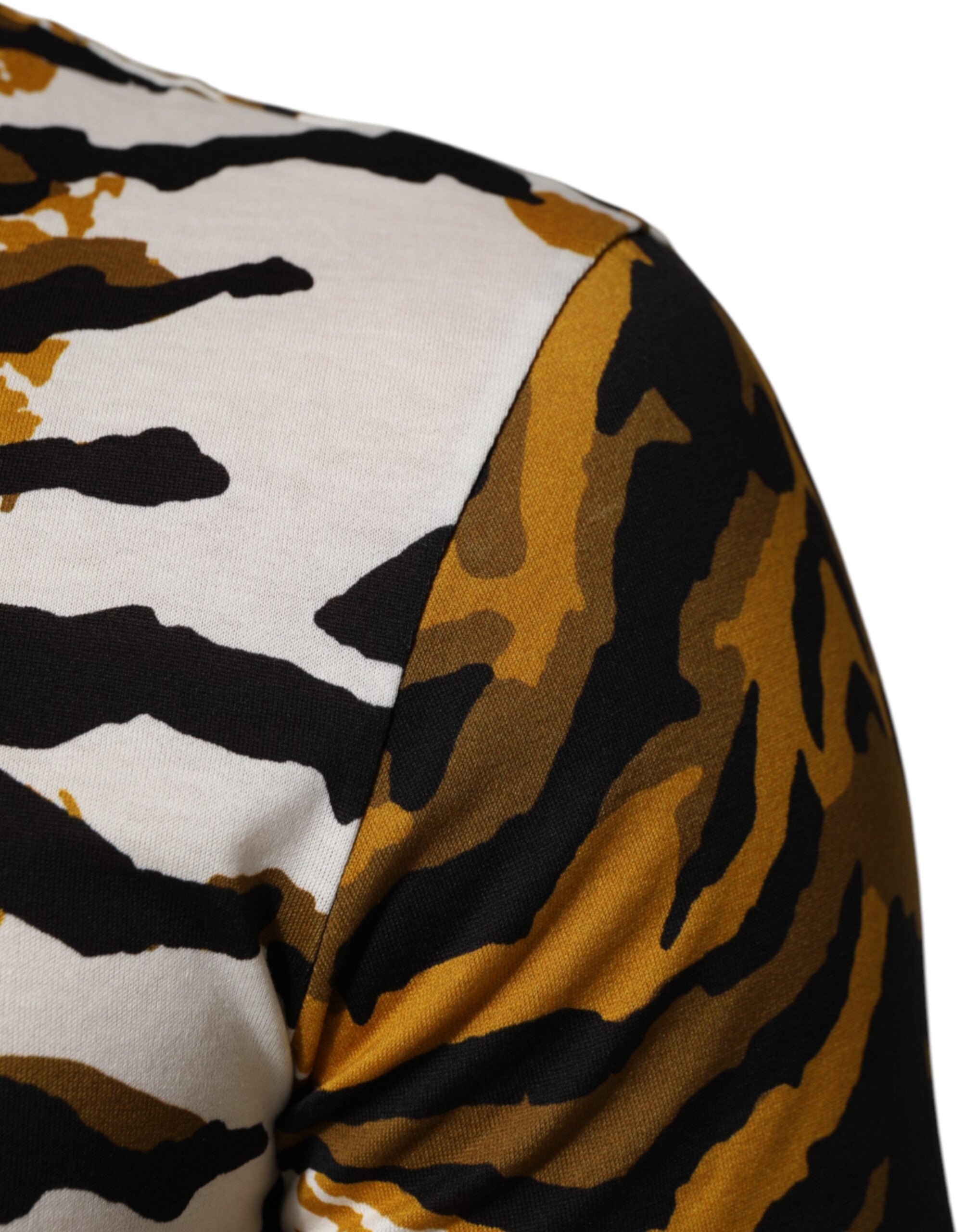 Dolce & Gabbana Multicolor Leopard Palm Leaf Men Crew Neck T-shirt Dolce & Gabbana