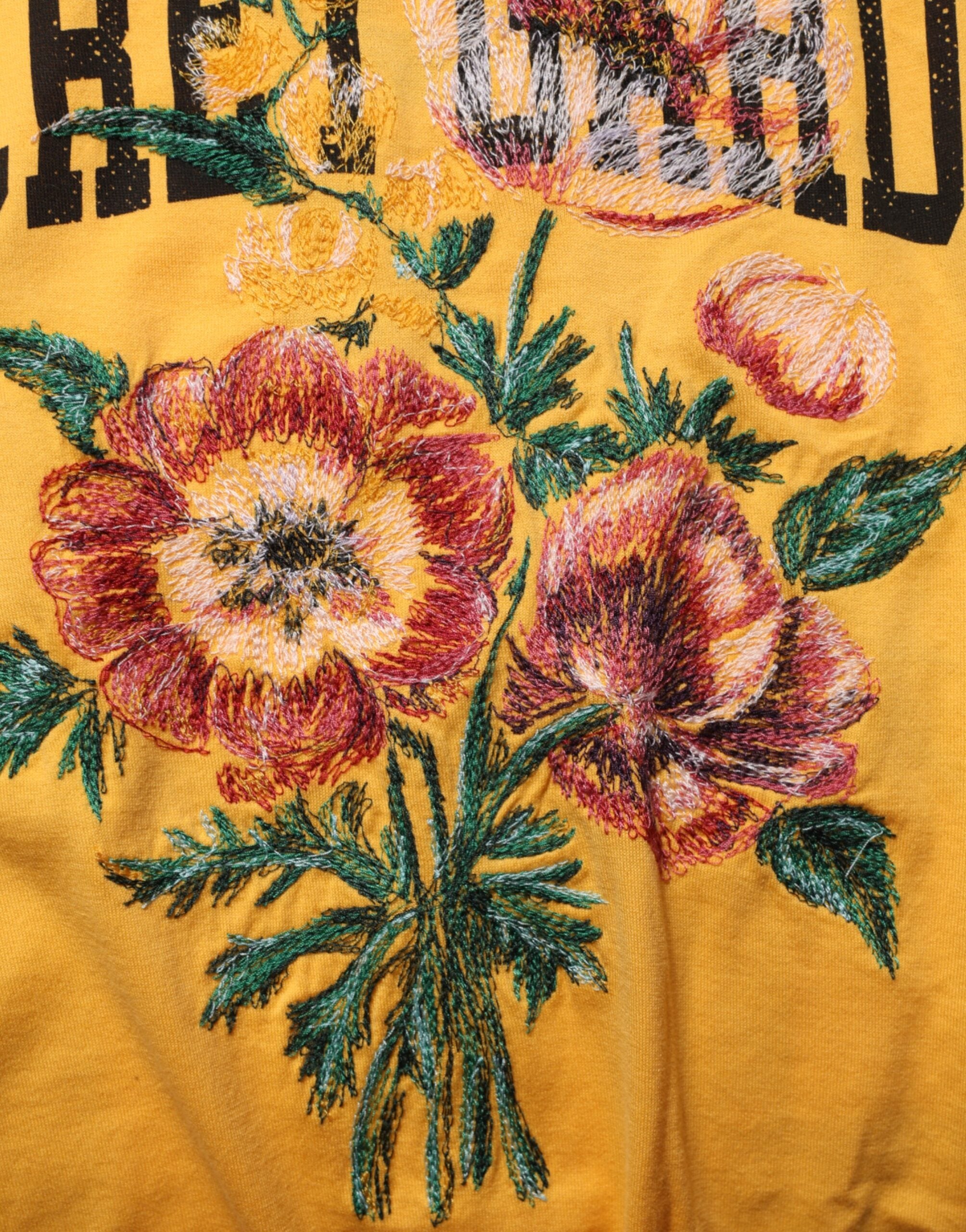Dolce & Gabbana Yellow Secret Graden Floral Cotton CrewNeck T-shirt Dolce & Gabbana