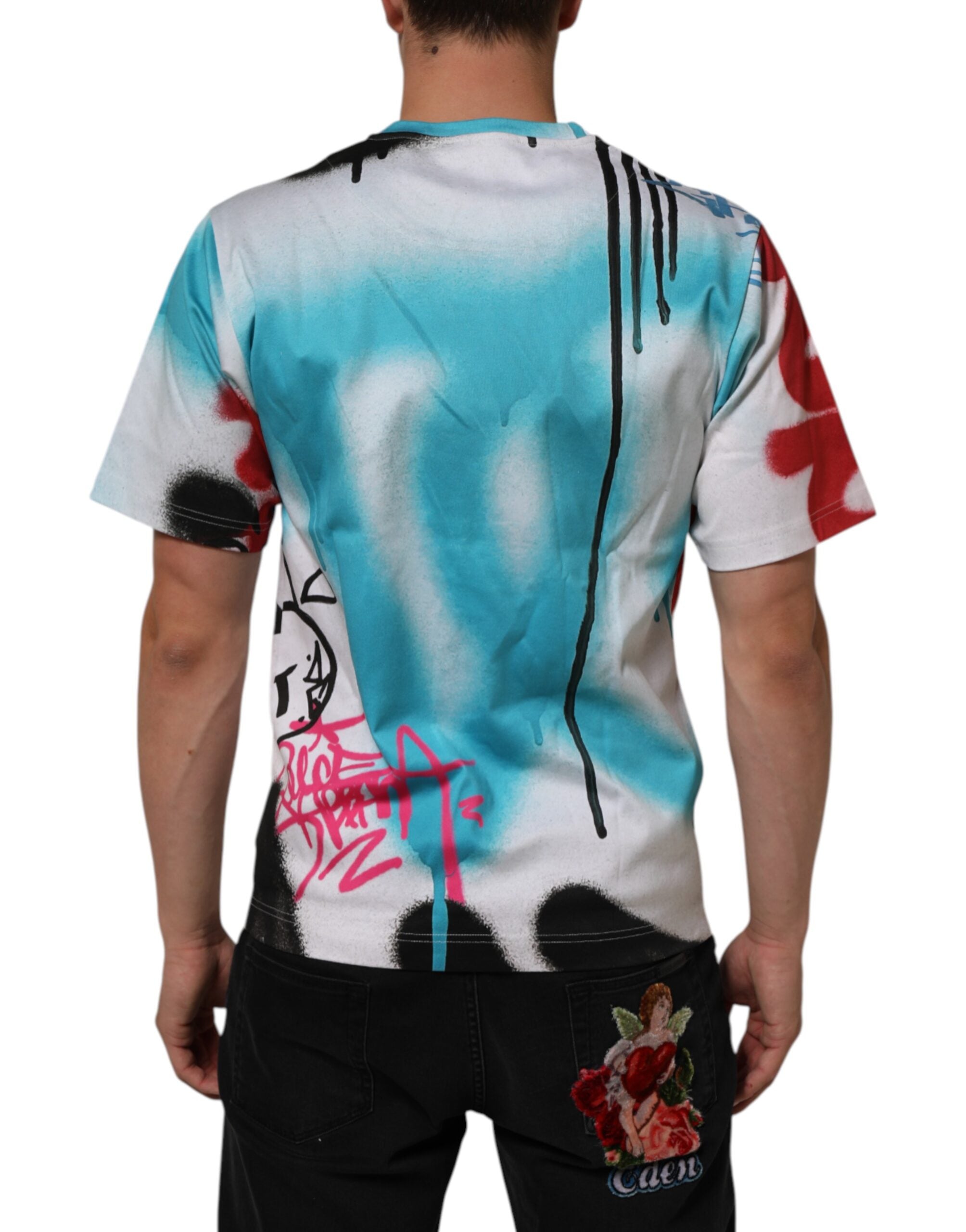 Dolce & Gabbana White Graffiti Crew Neck Short Sleeves T-shirt Dolce & Gabbana