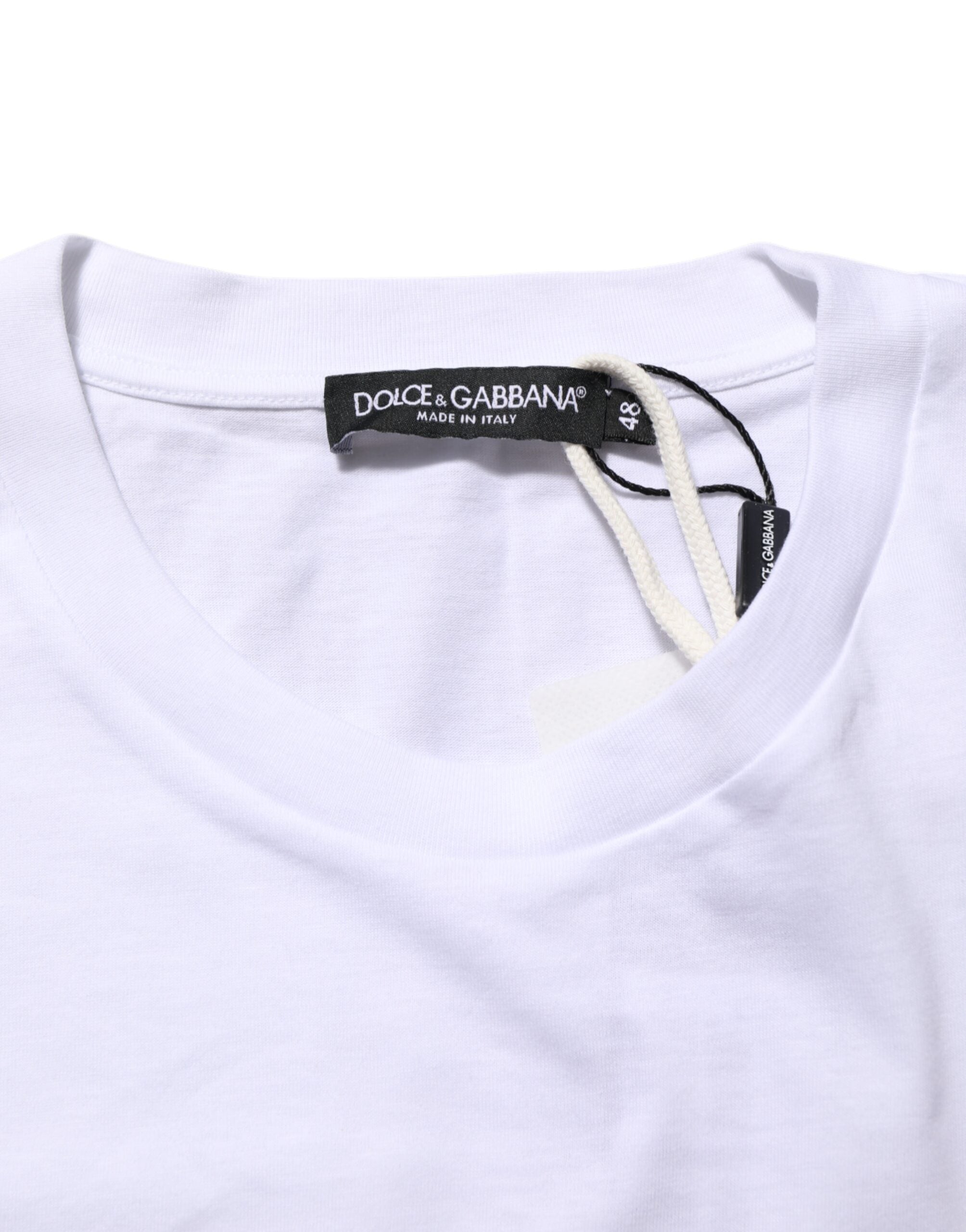 Dolce & Gabbana White Graphic Print Cotton Crew Neck T-shirt Dolce & Gabbana