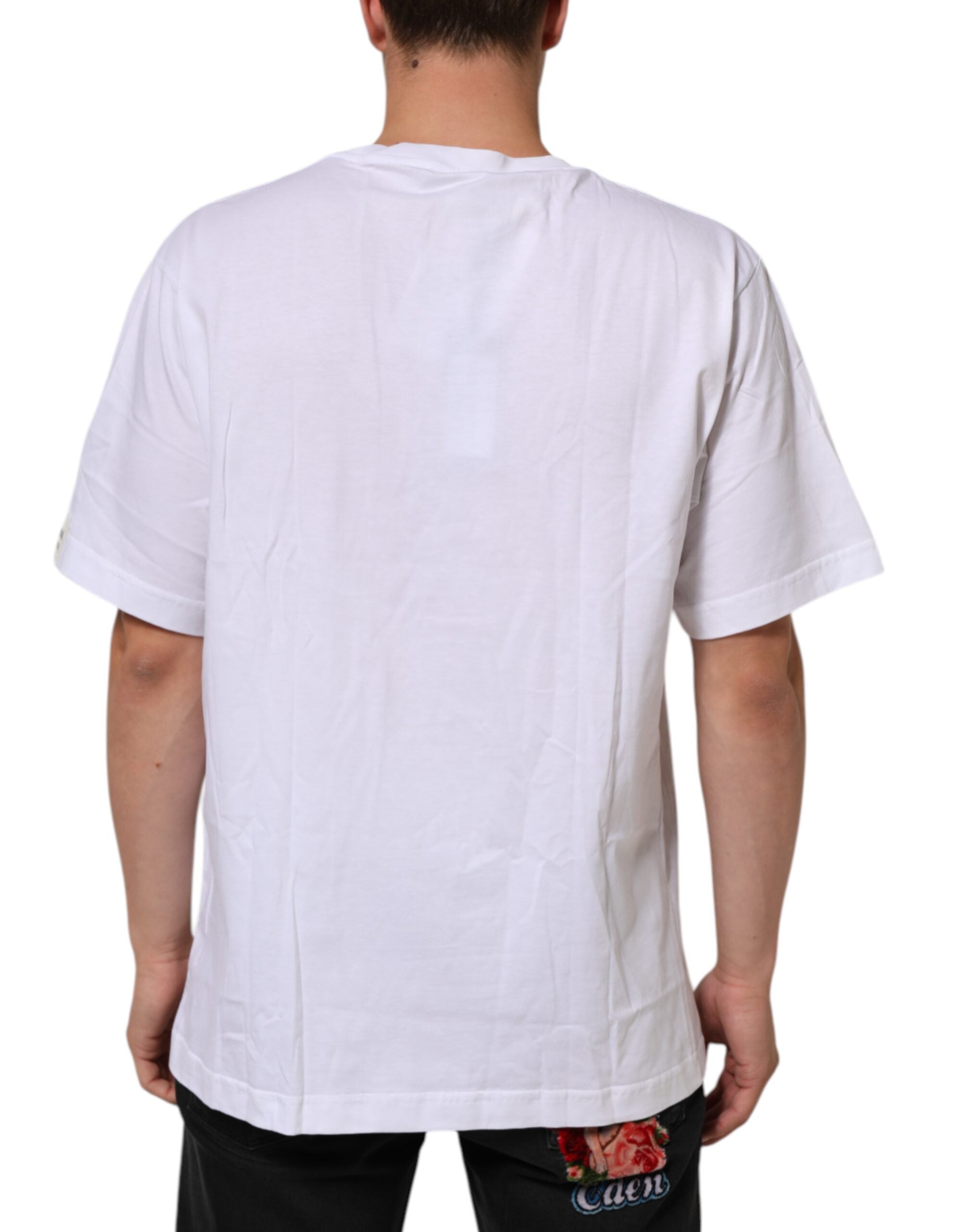 Dolce & Gabbana White Graphic Print Cotton Crew Neck T-shirt Dolce & Gabbana