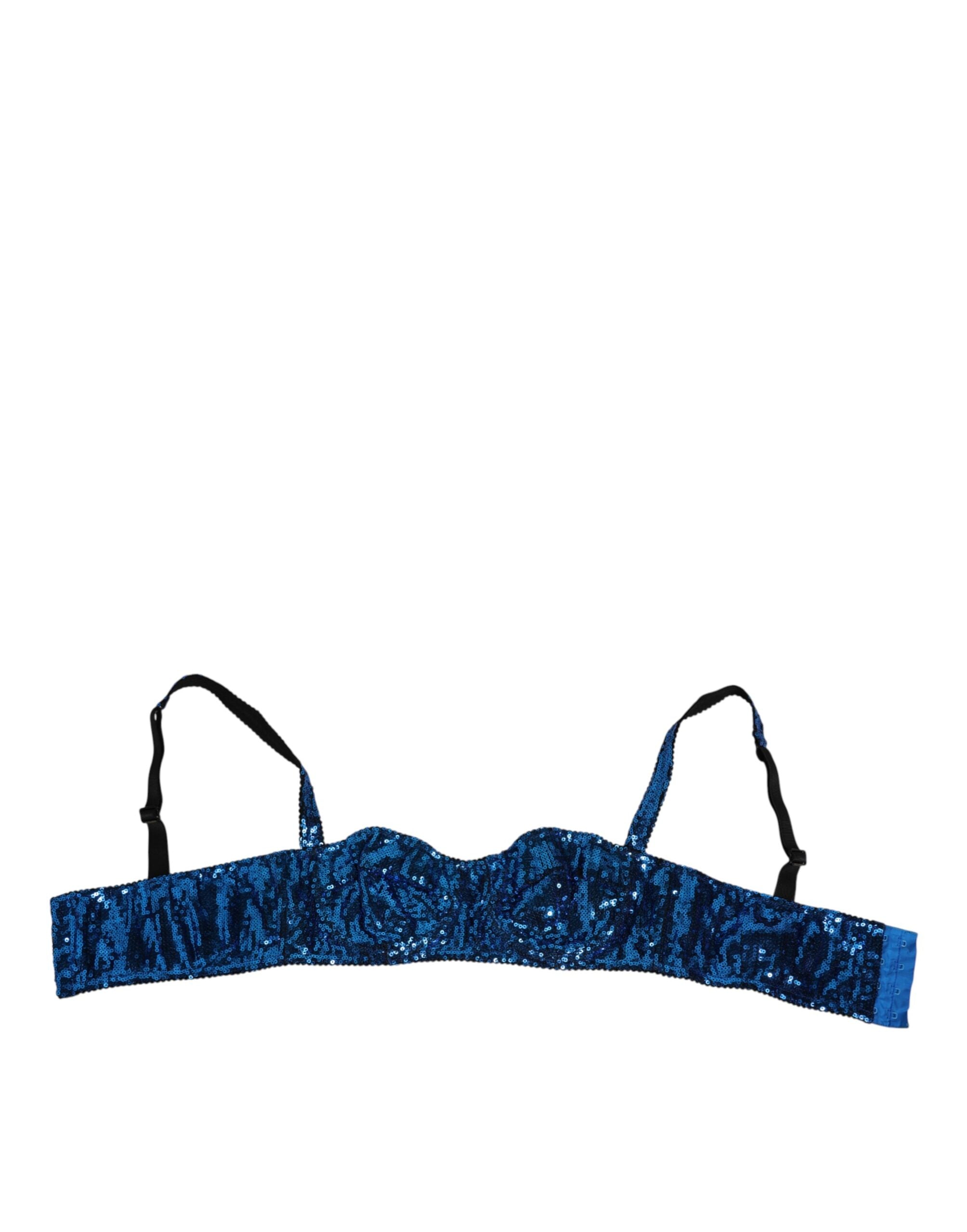 Dolce & Gabbana Blue Sequin Embellished Balconnet Bra Underwear Dolce & Gabbana