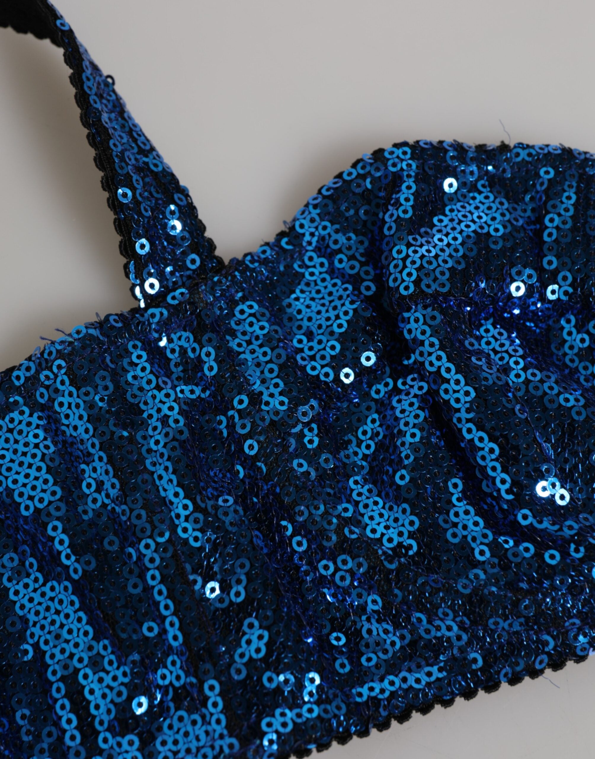 Dolce & Gabbana Blue Sequin Embellished Balconnet Bra Underwear Dolce & Gabbana