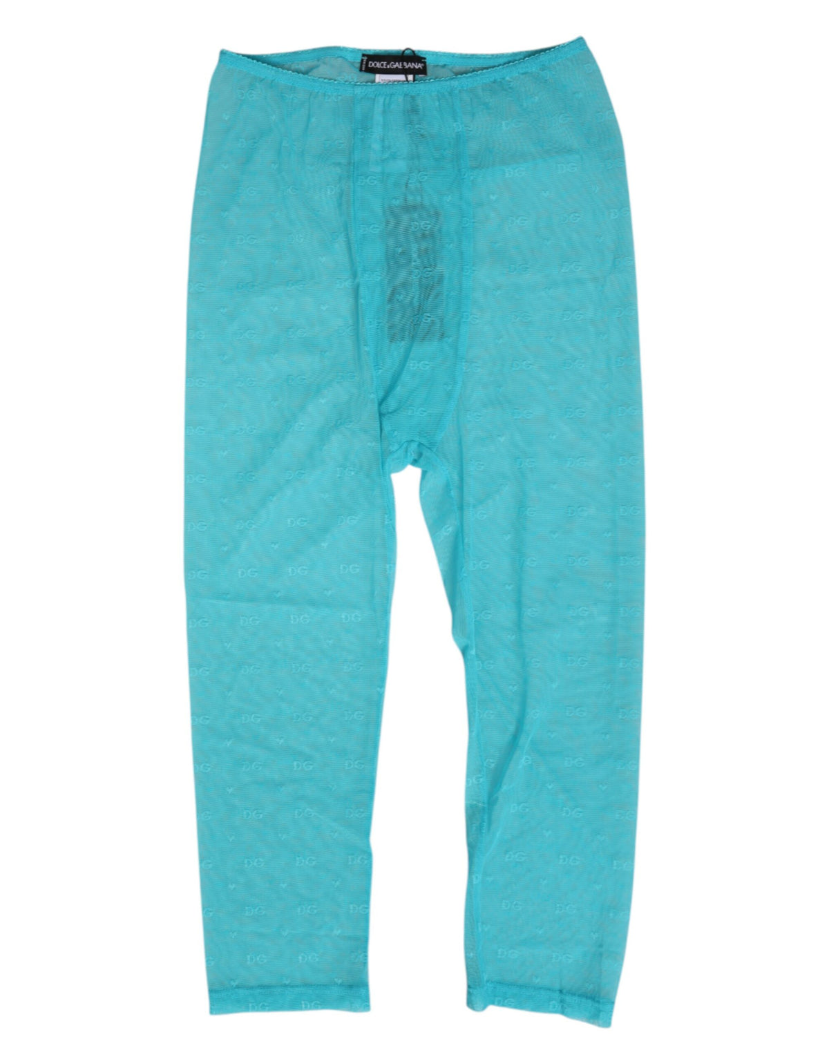 Dolce & Gabbana Light Blue Logo Lace Tight Midi Trouser Underwear