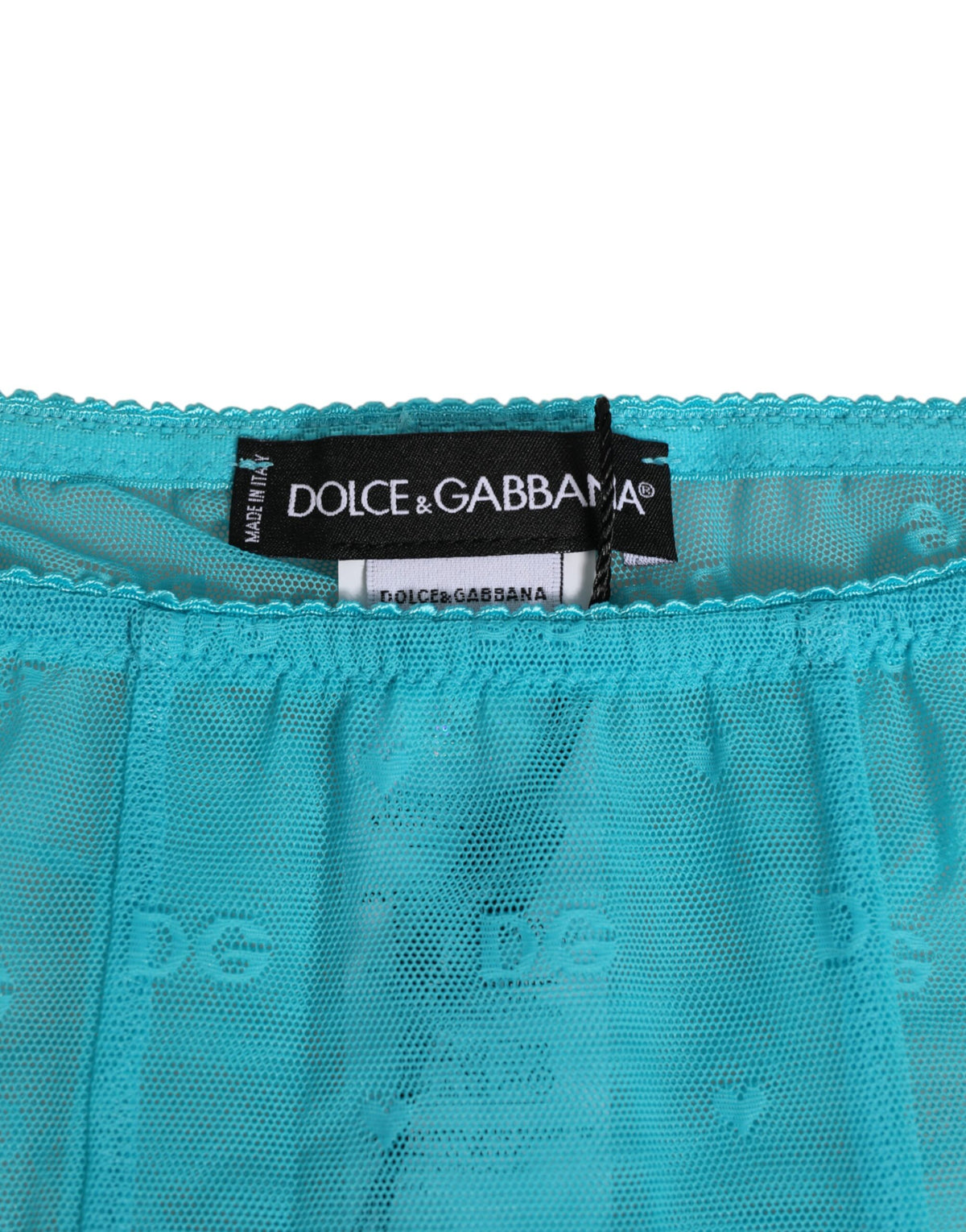 Dolce & Gabbana Light Blue Logo Lace Tight Midi Trouser Underwear