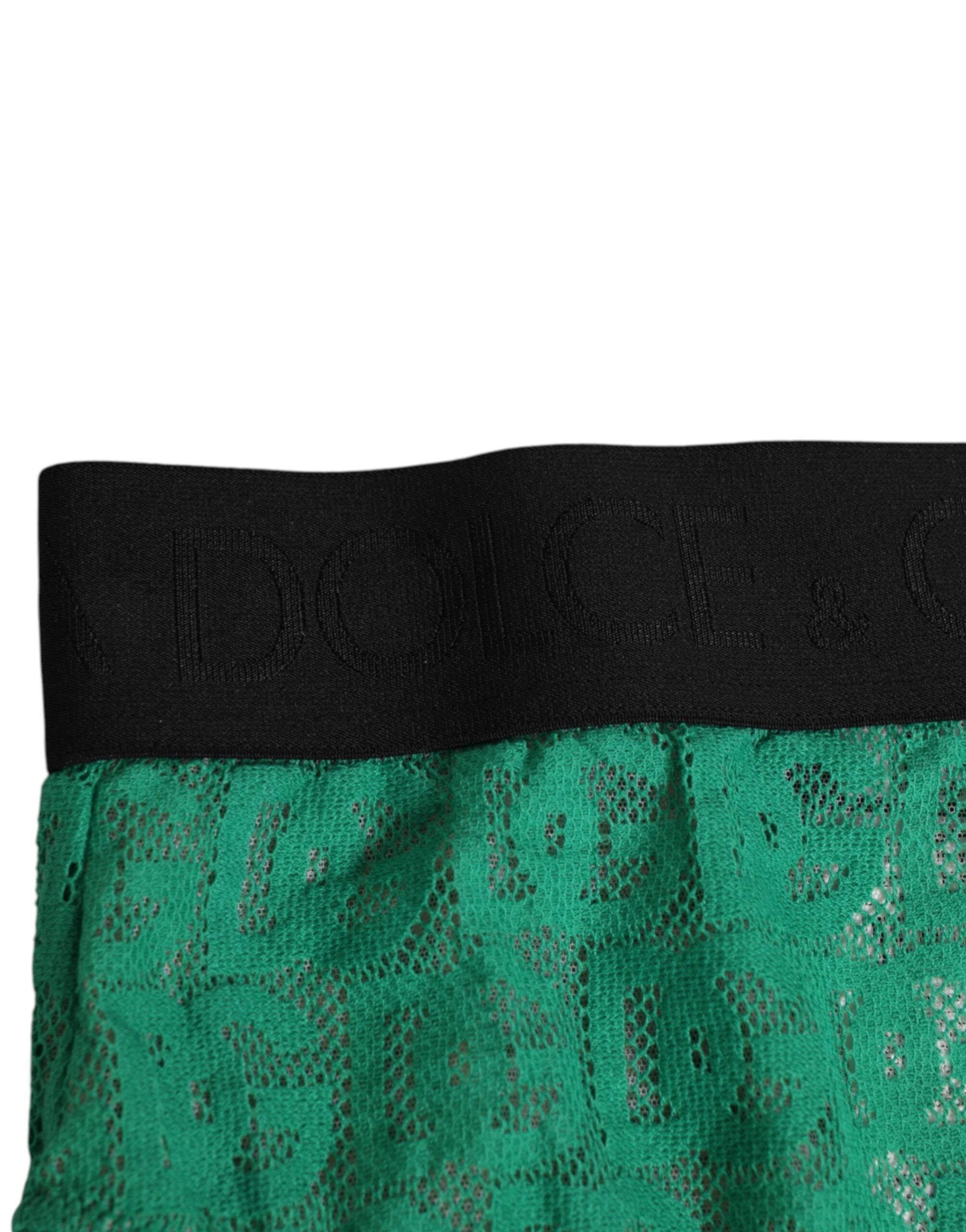Dolce & Gabbana Green DG Logo Lace High Brief Panty Underwear Dolce & Gabbana