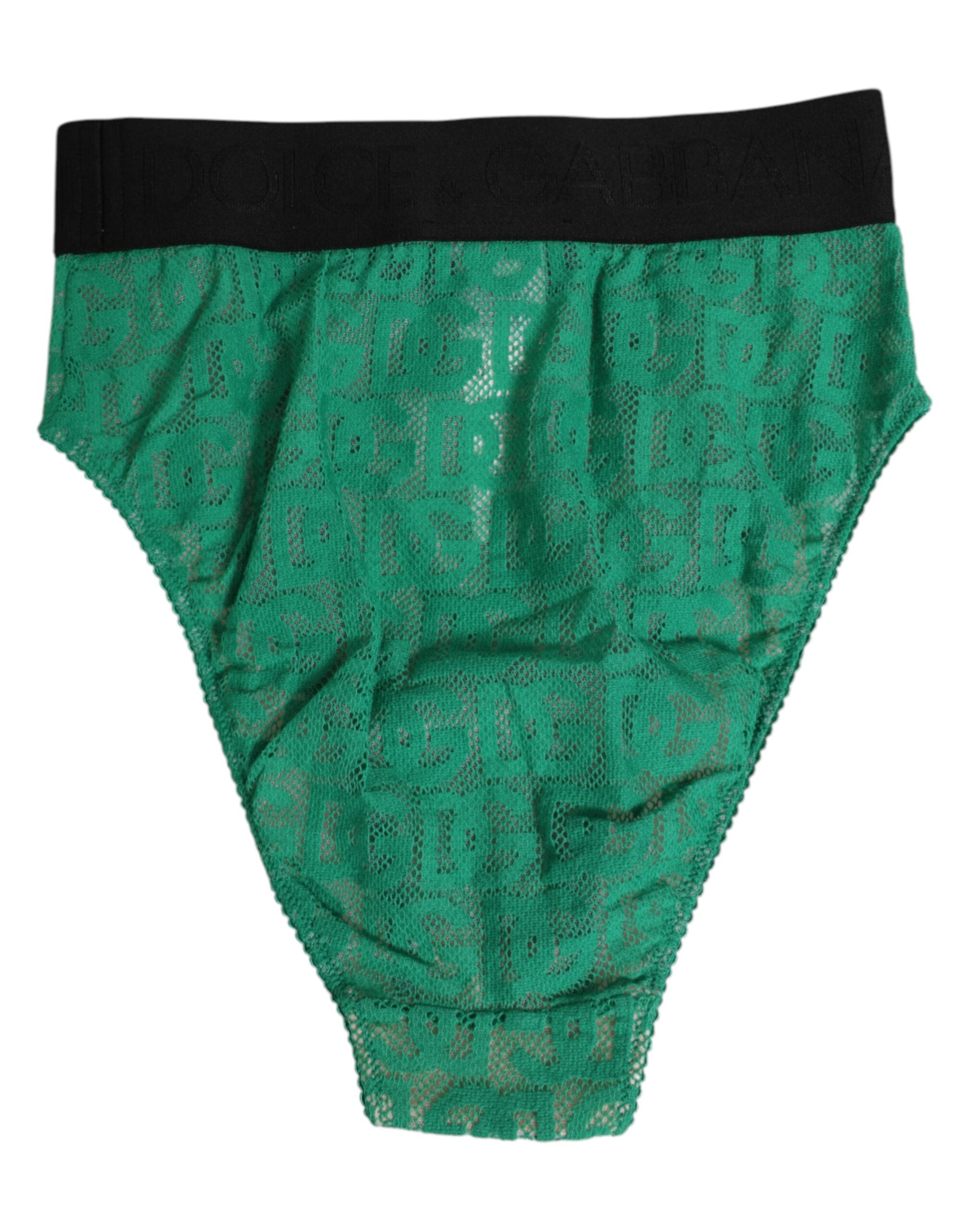 Dolce & Gabbana Green DG Logo Lace High Brief Panty Underwear Dolce & Gabbana