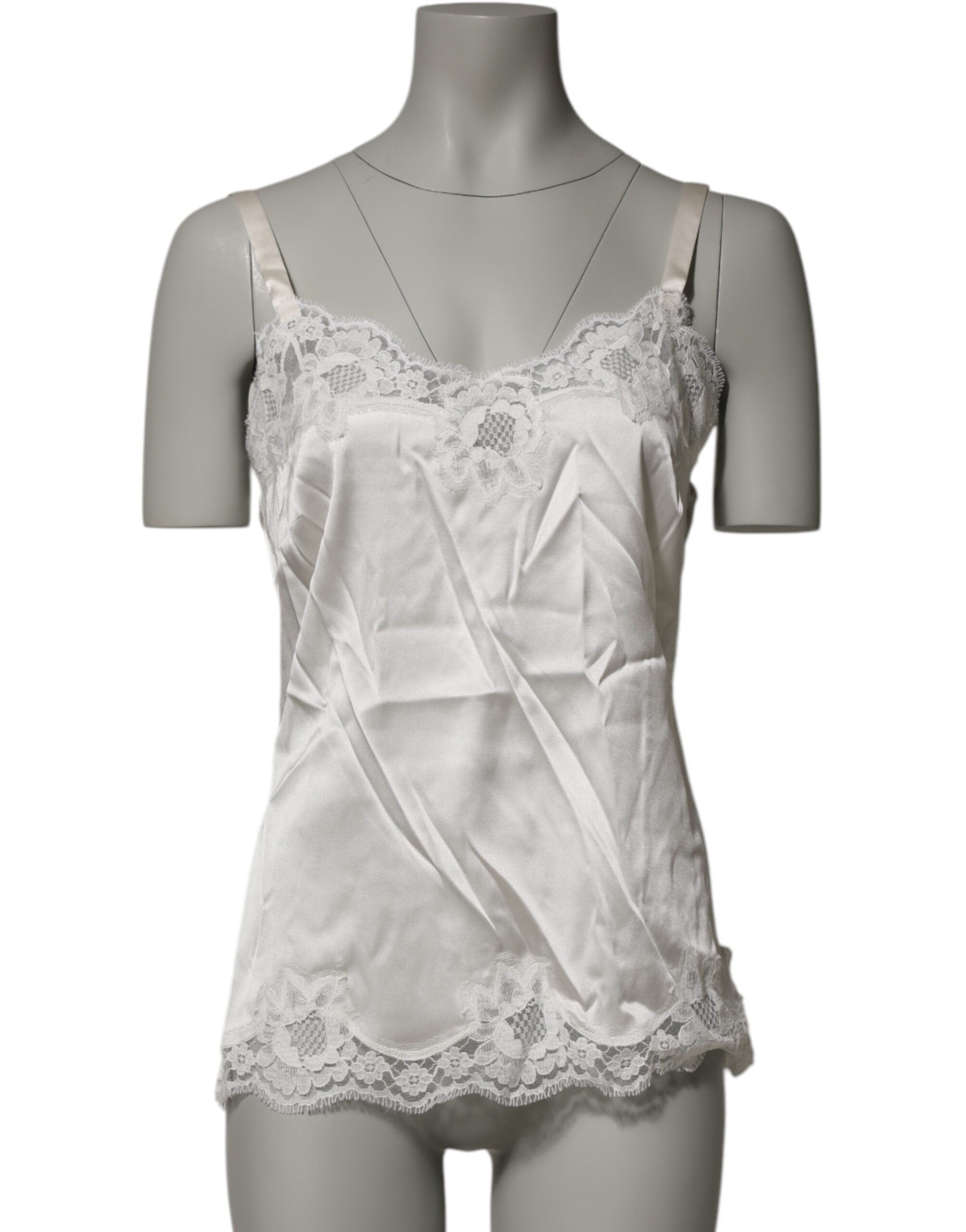 Dolce & Gabbana Off White Floral Lace Tank Lingerie Top Underwear Dolce & Gabbana