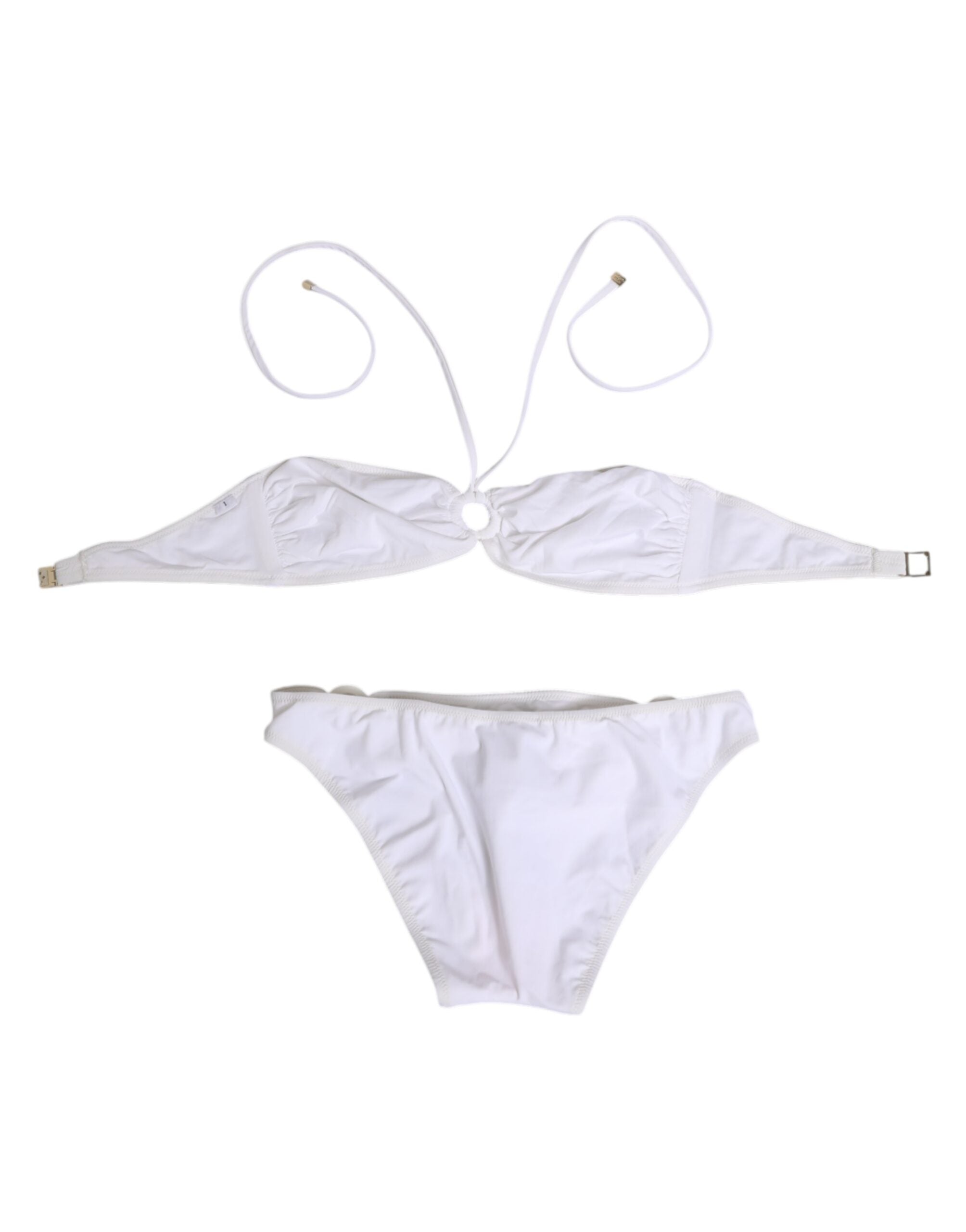 Dolce & Gabbana White Logo Swimsuit 2 Piece Top Bottom Swimwear Dolce & Gabbana
