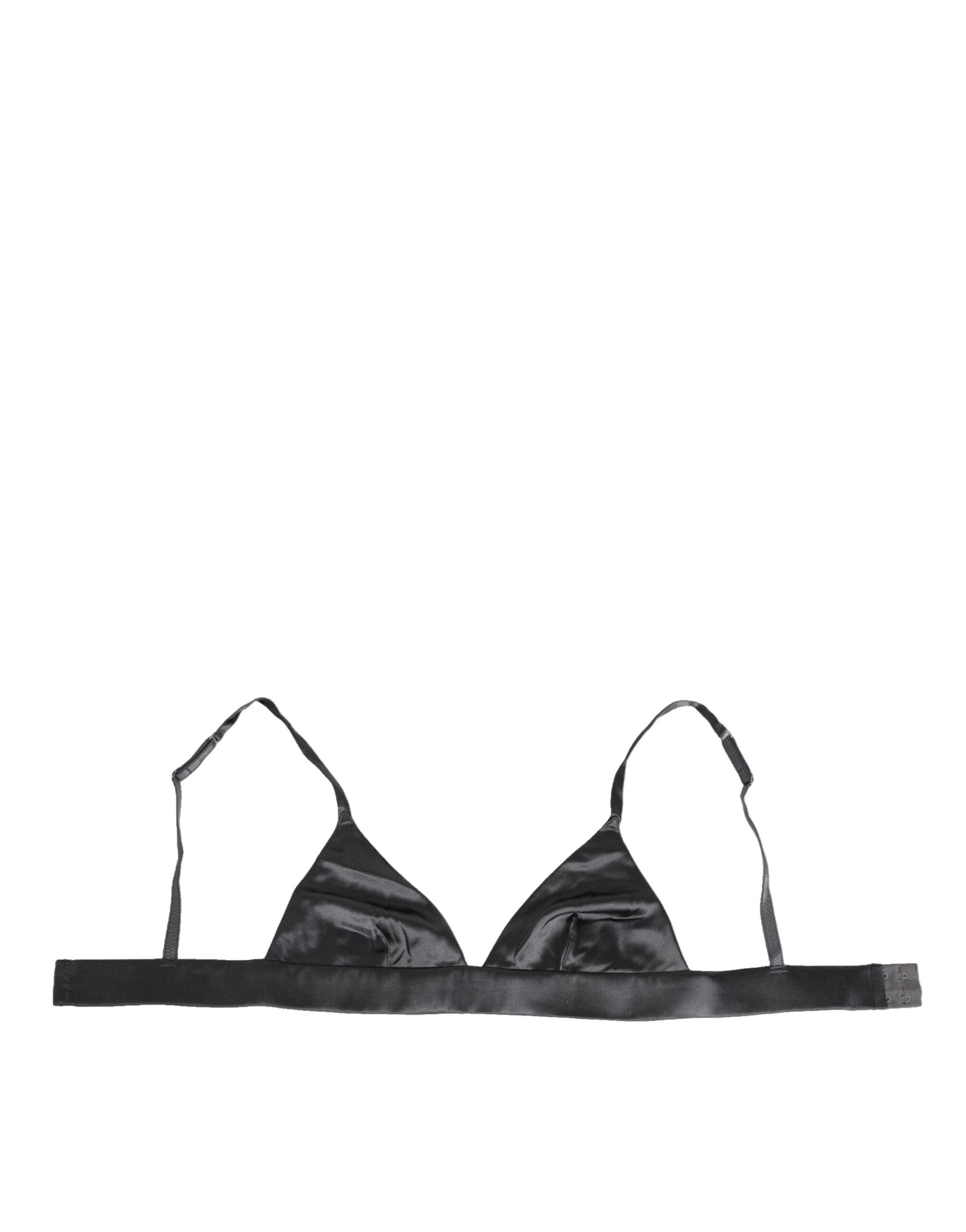 Dolce & Gabbana Black Silk Satin Triangle Soft Cup Underwear Dolce & Gabbana