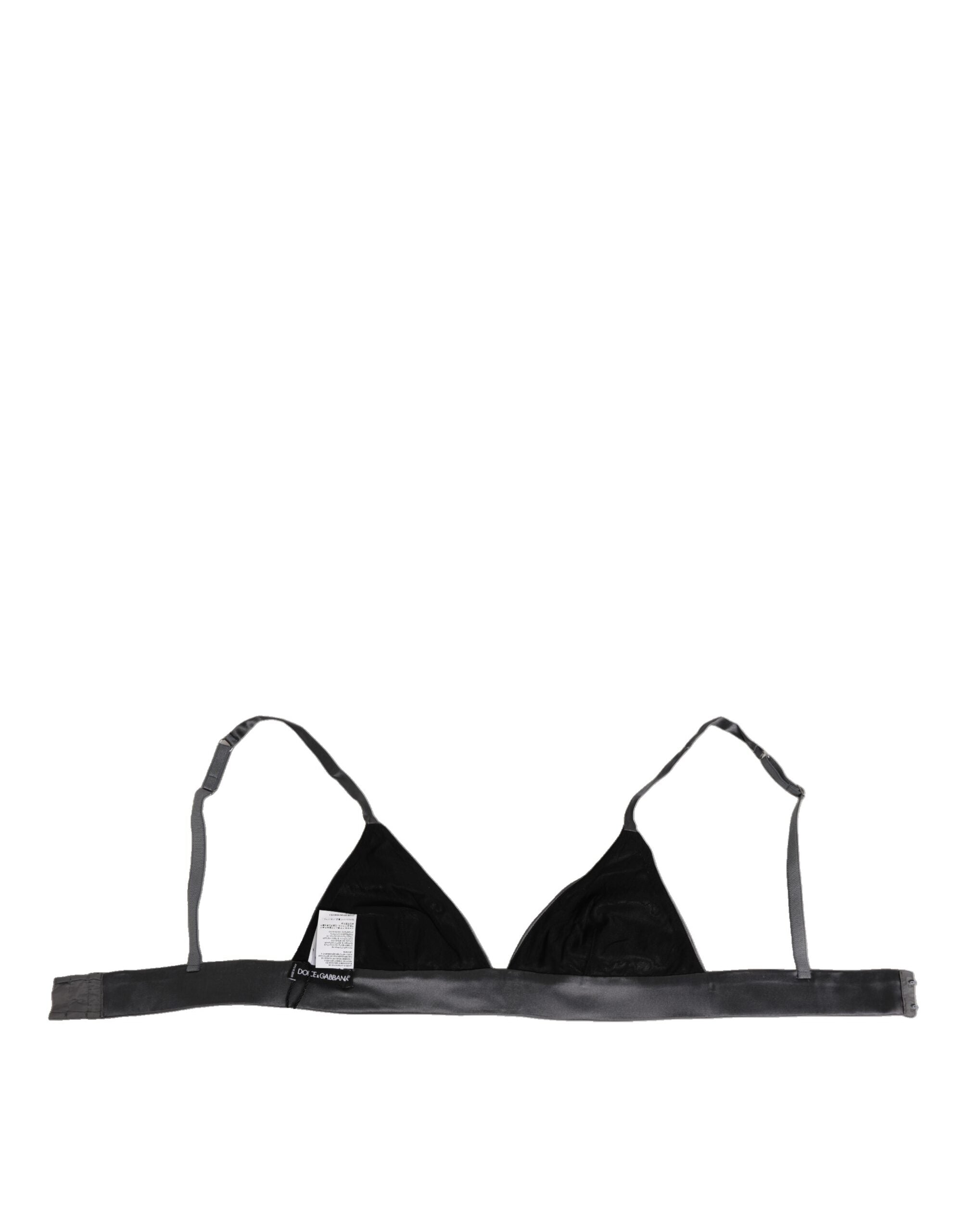 Dolce & Gabbana Black Silk Satin Triangle Soft Cup Underwear Dolce & Gabbana