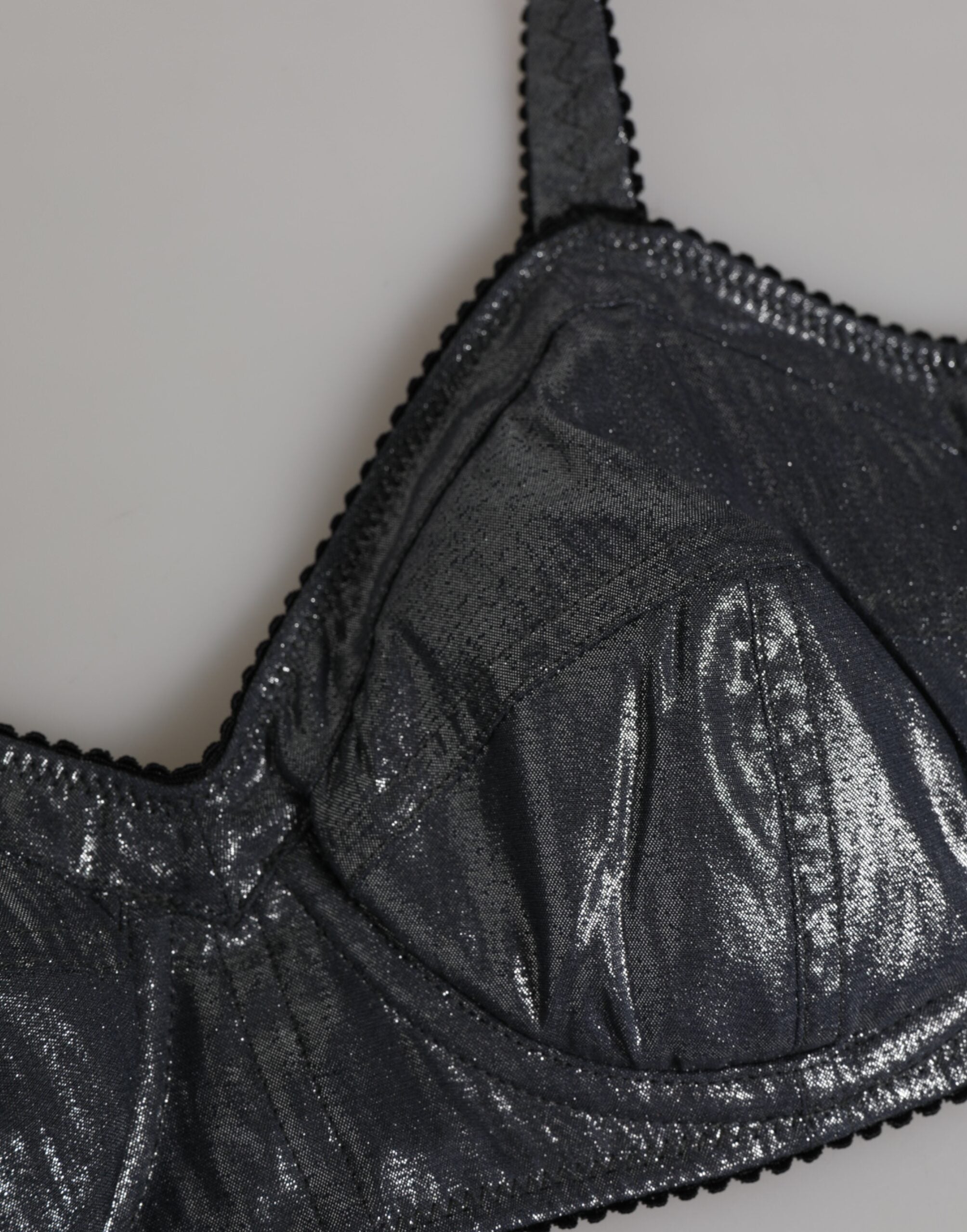 Dolce & Gabbana Dark Gray Silk Stretch Balconcino Bra Underwear Dolce & Gabbana