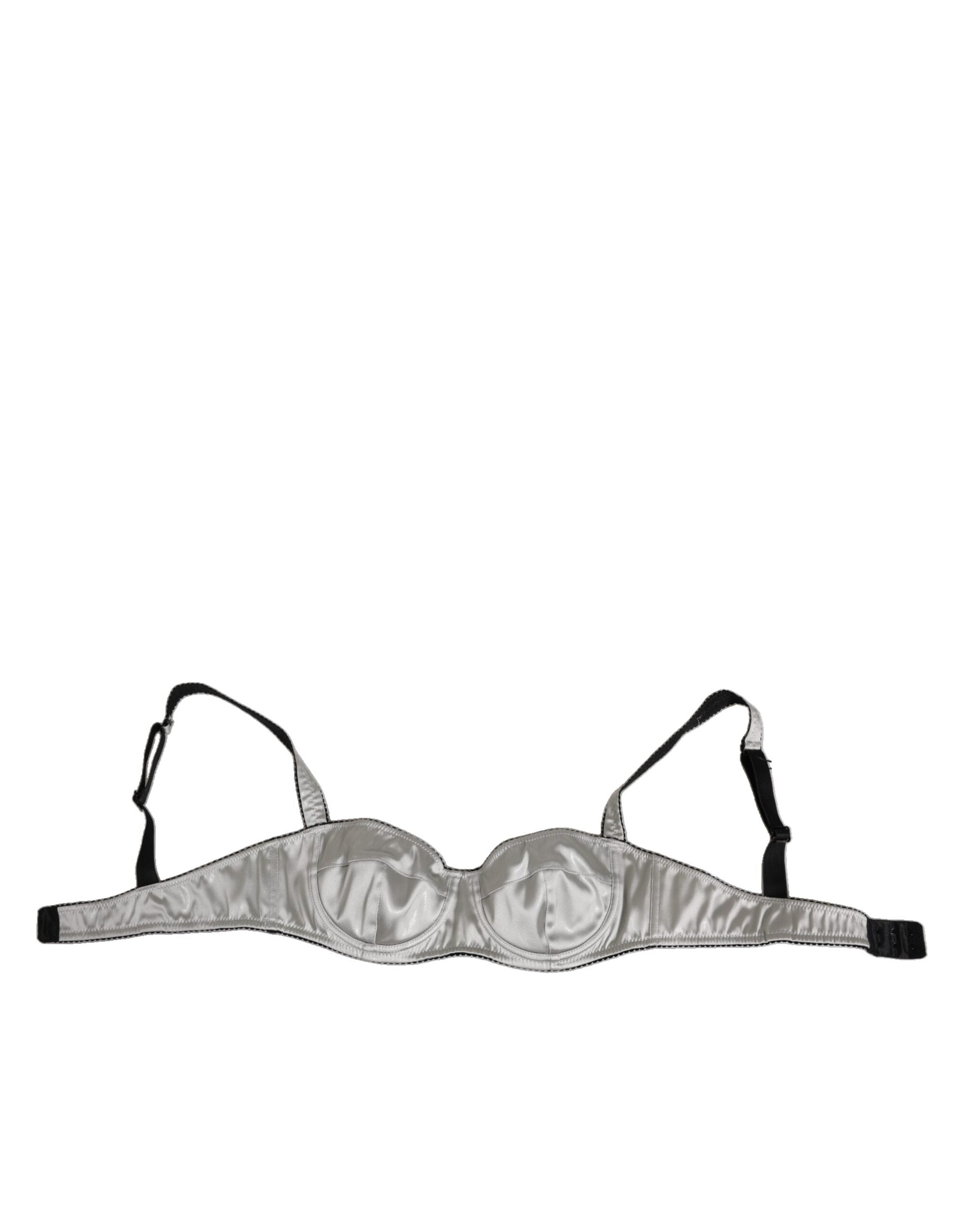 Dolce & Gabbana Gray Acetate Stretch Balconcino Bra Underwear Dolce & Gabbana