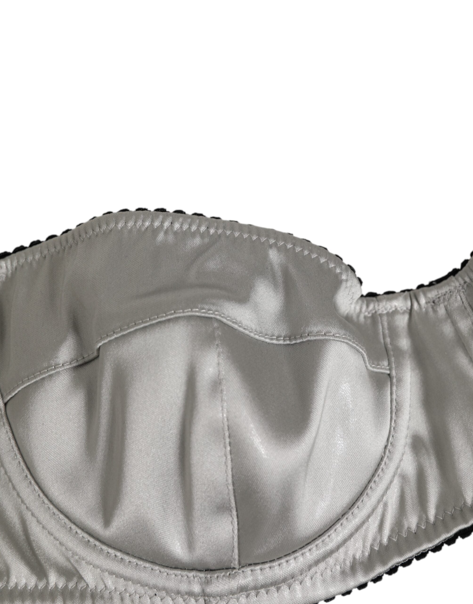 Dolce & Gabbana Gray Acetate Stretch Balconcino Bra Underwear Dolce & Gabbana