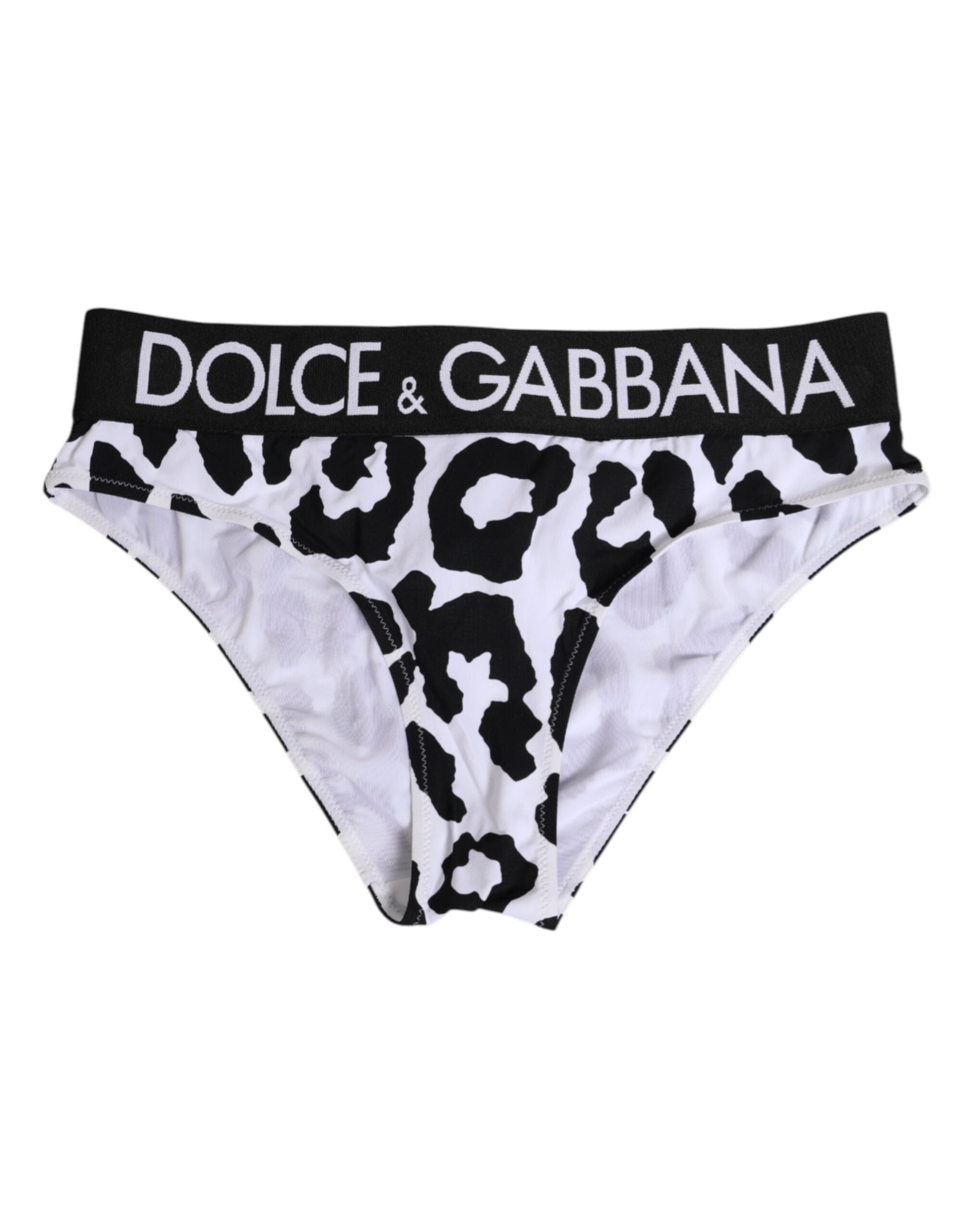 Dolce & Gabbana White Leopard Nylon High Waist Panty Underwear Dolce & Gabbana