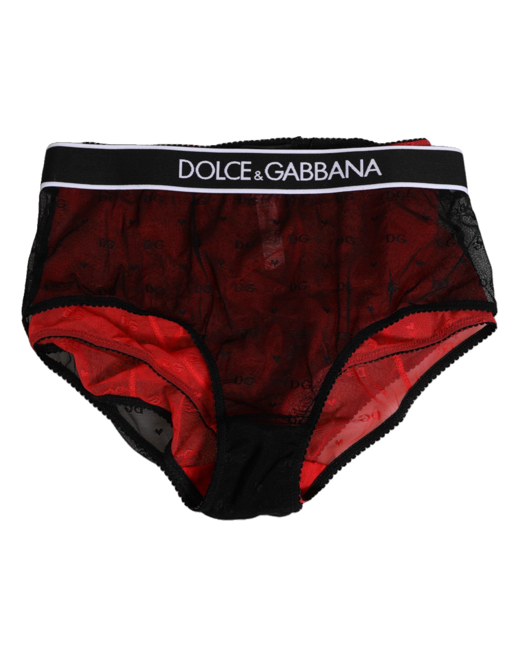 Dolce & Gabbana Black Red Nylon High Waist Girdle Underwear Dolce & Gabbana