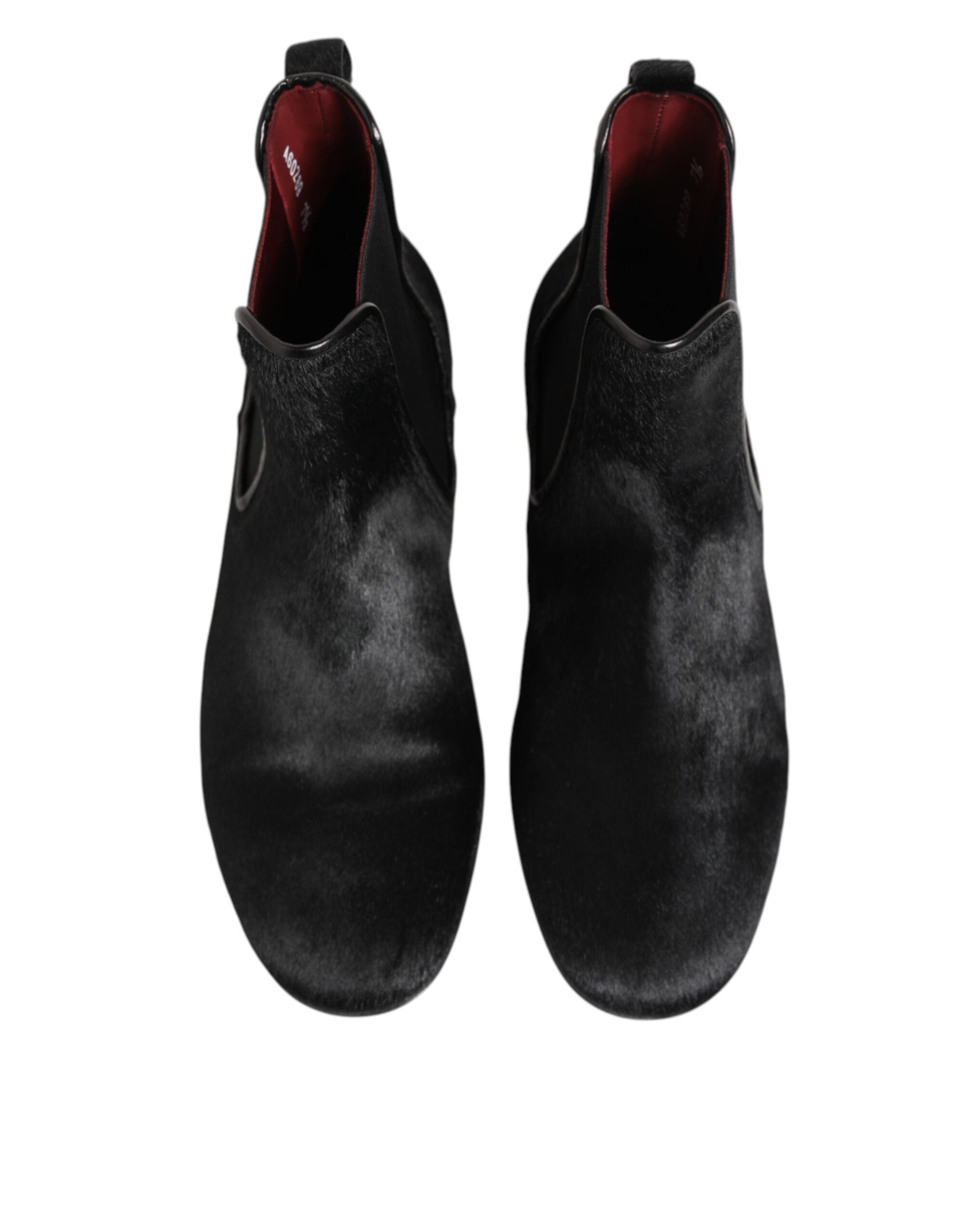 Dolce & Gabbana Black Leather Fur Men CHELSEA Boots Shoes Dolce & Gabbana