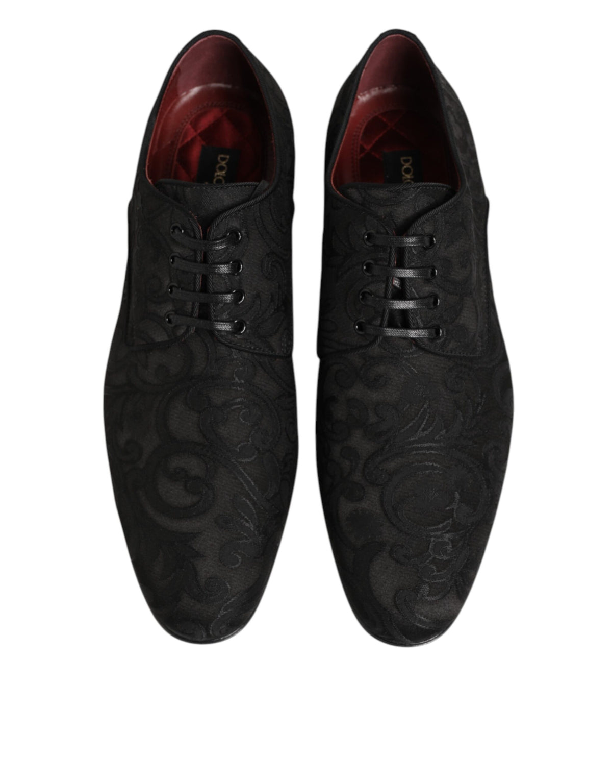 Dolce & Gabbana Black Brocade Lace Up Derby Men Dress Shoes