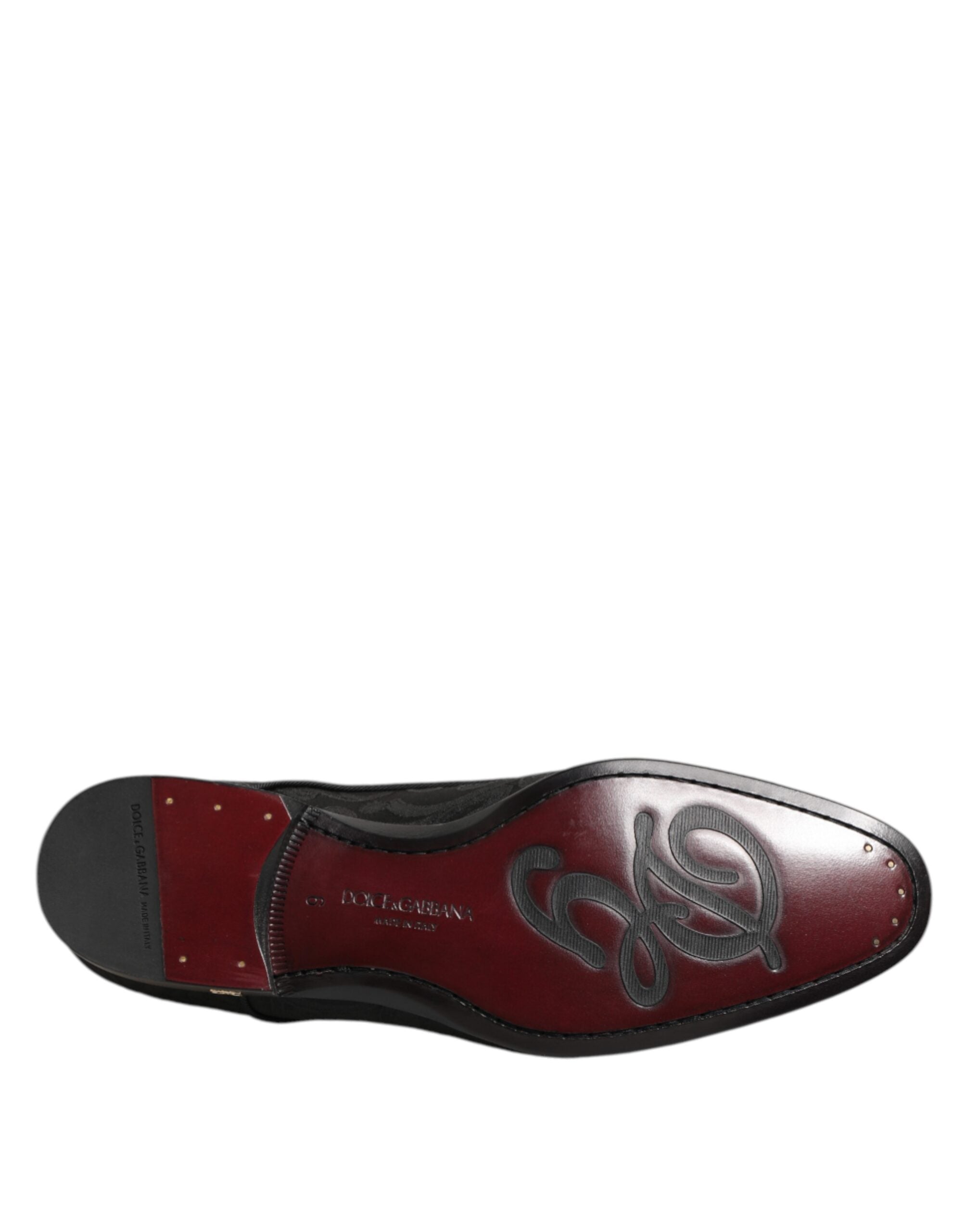 Dolce & Gabbana Black Brocade Lace Up Derby Men Dress Shoes Dolce & Gabbana