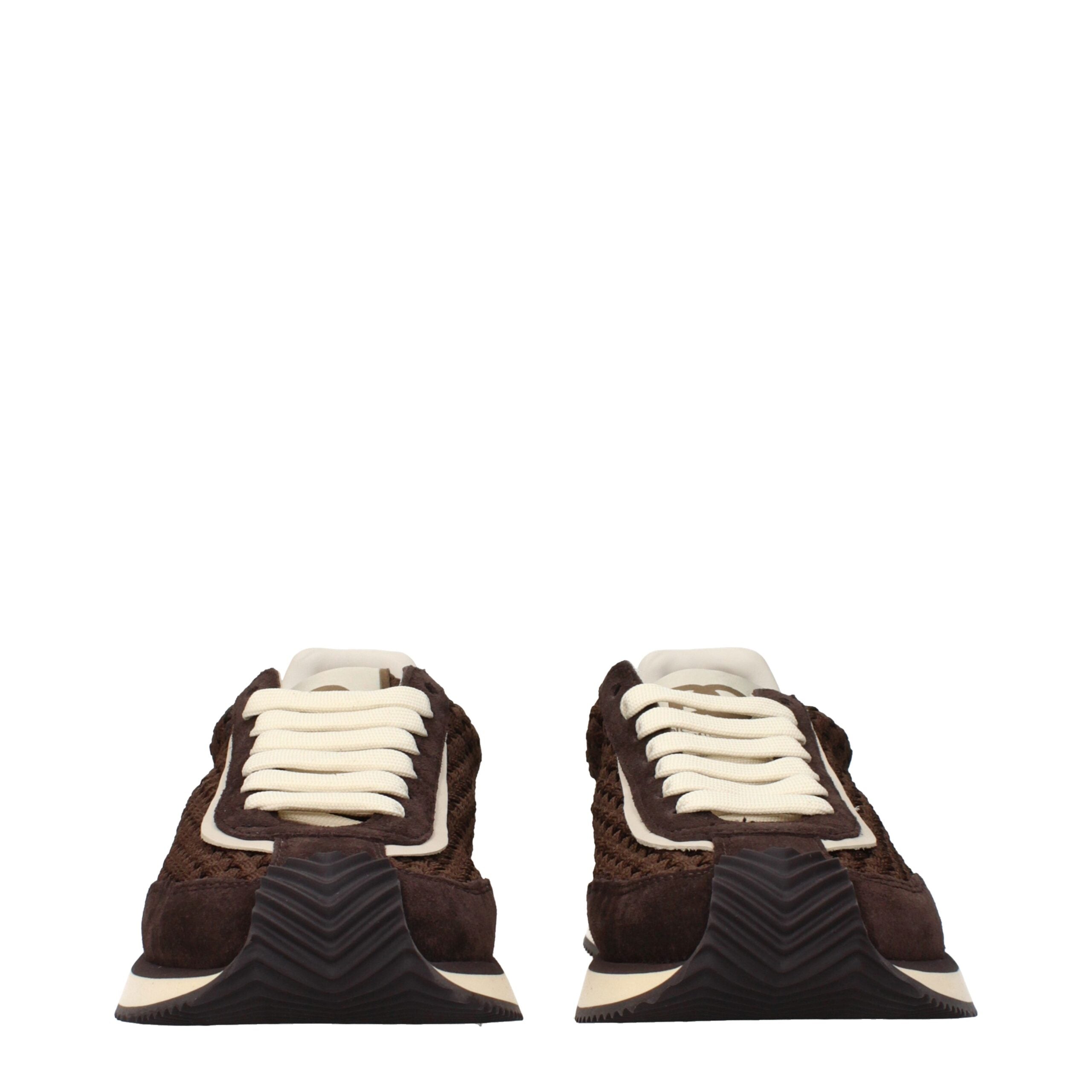 Dolce & Gabbana Brown Fabric Low Top Sneakers Dolce & Gabbana