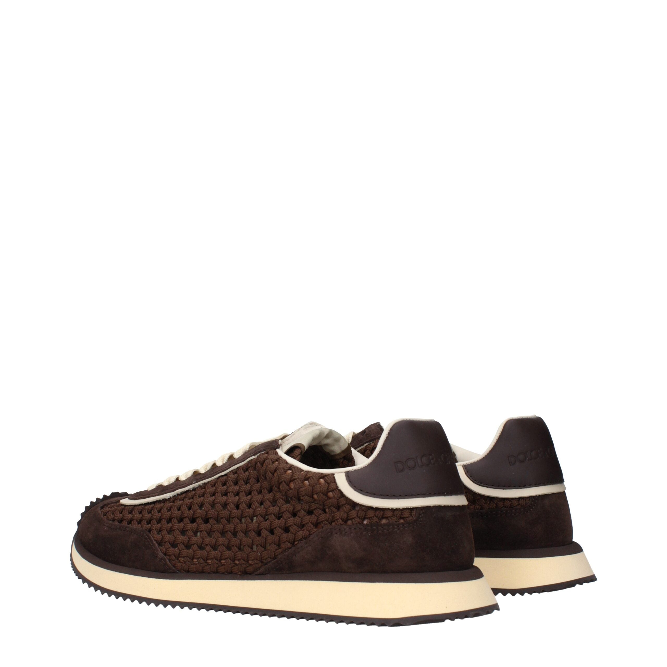 Dolce & Gabbana Brown Fabric Low Top Sneakers Dolce & Gabbana