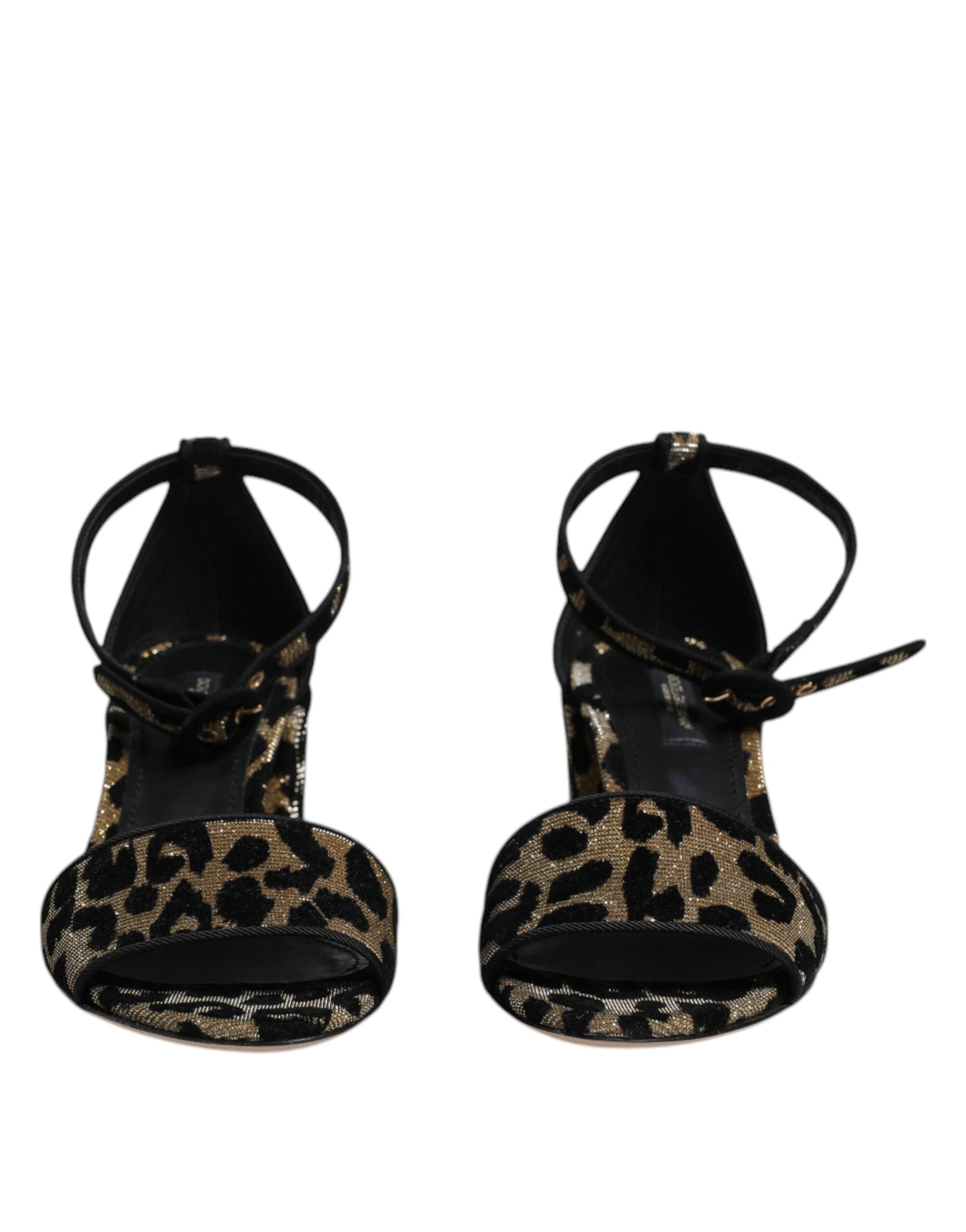 Dolce & Gabbana Gold Leopard Ankle Strap Heels Sandals Shoes Dolce & Gabbana