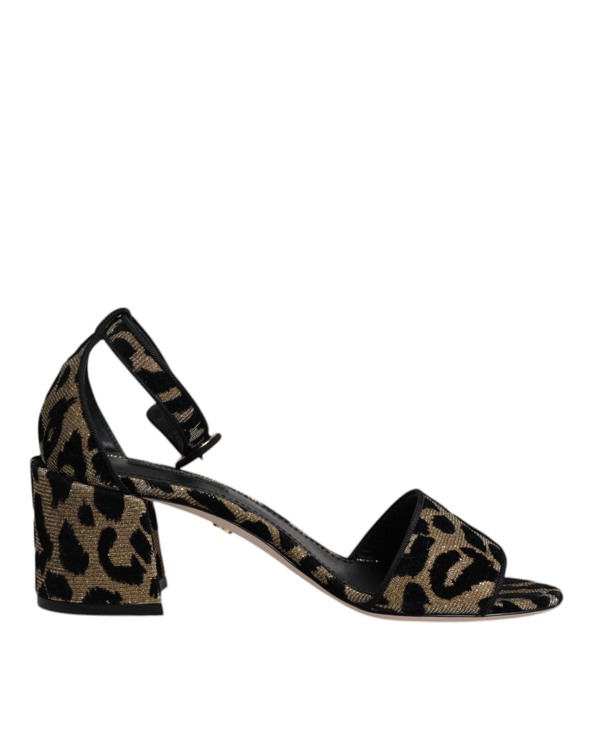 Dolce & Gabbana Gold Leopard Ankle Strap Heels Sandals Shoes Dolce & Gabbana
