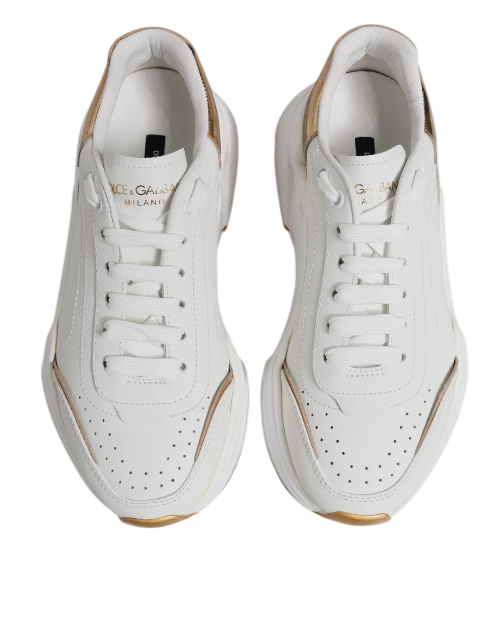 Dolce & Gabbana White Gold Daymaster Low Top Sneakers Shoes Dolce & Gabbana