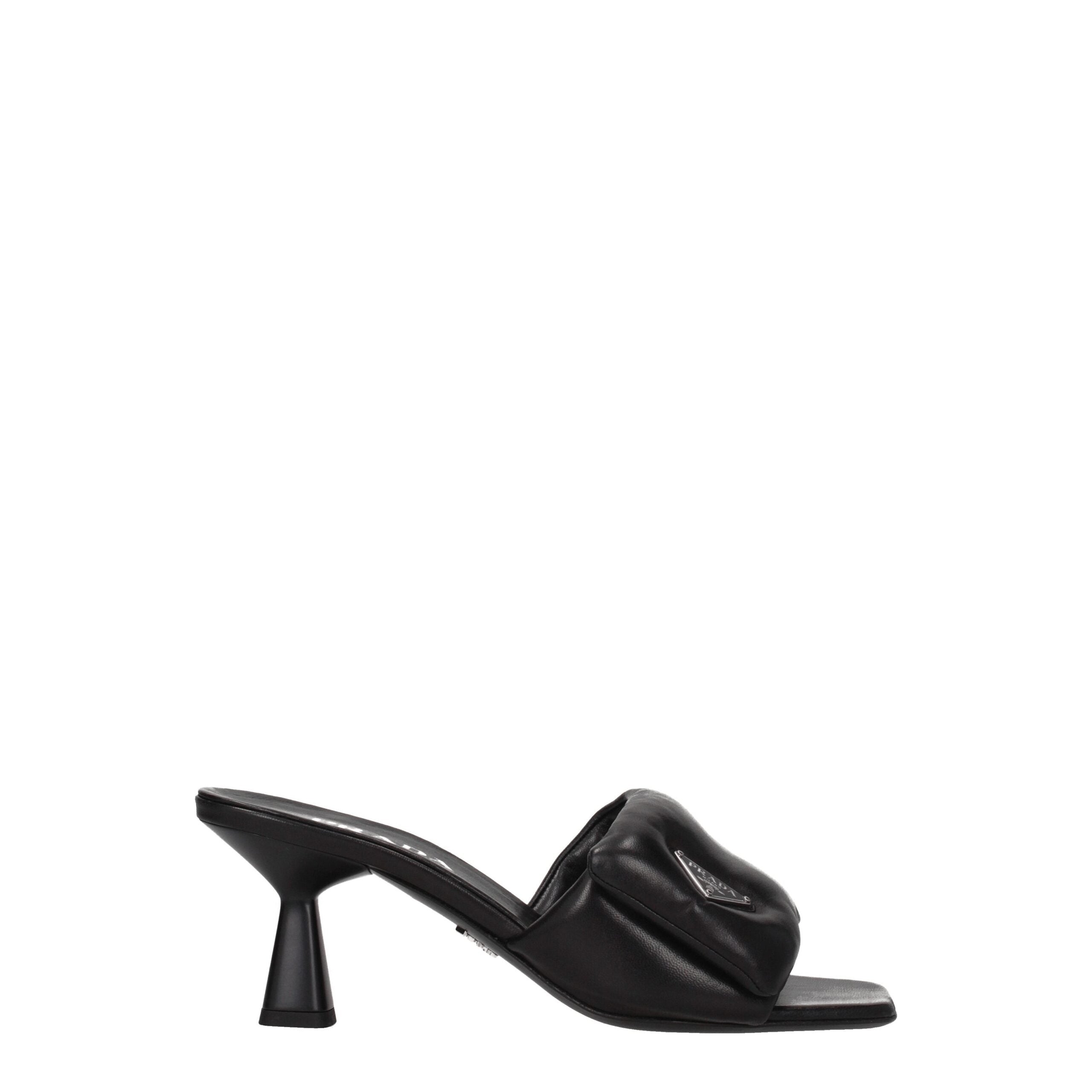 Prada Black Leather Platform Sandals Prada