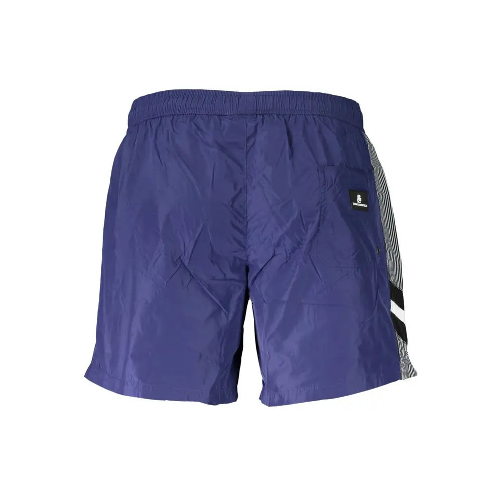 Karl Lagerfeld Blue Polyester Men's Swim Boxer Karl Lagerfeld
