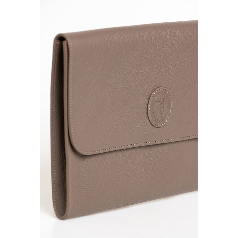Trussardi Brown Polyester Men Clutch Trussardi