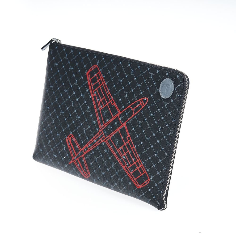 Trussardi Black Leather Men Clutch Trussardi