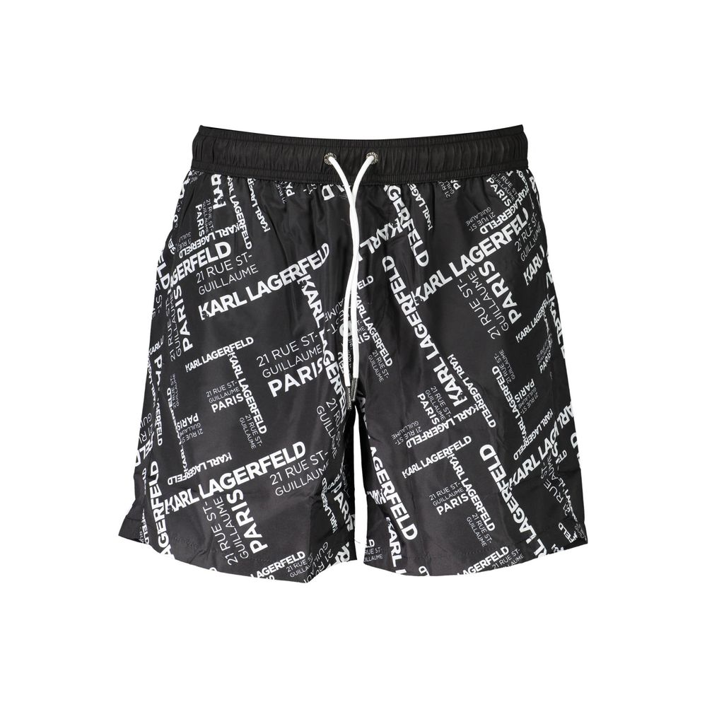 Karl Lagerfeld Black Polyester Men's Swim Trunk Karl Lagerfeld