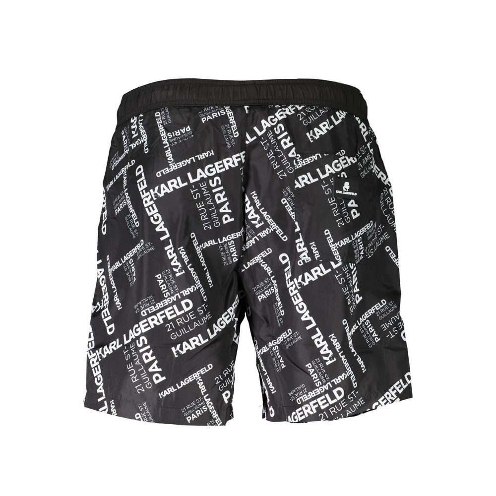 Karl Lagerfeld Black Polyester Men's Swim Trunk Karl Lagerfeld