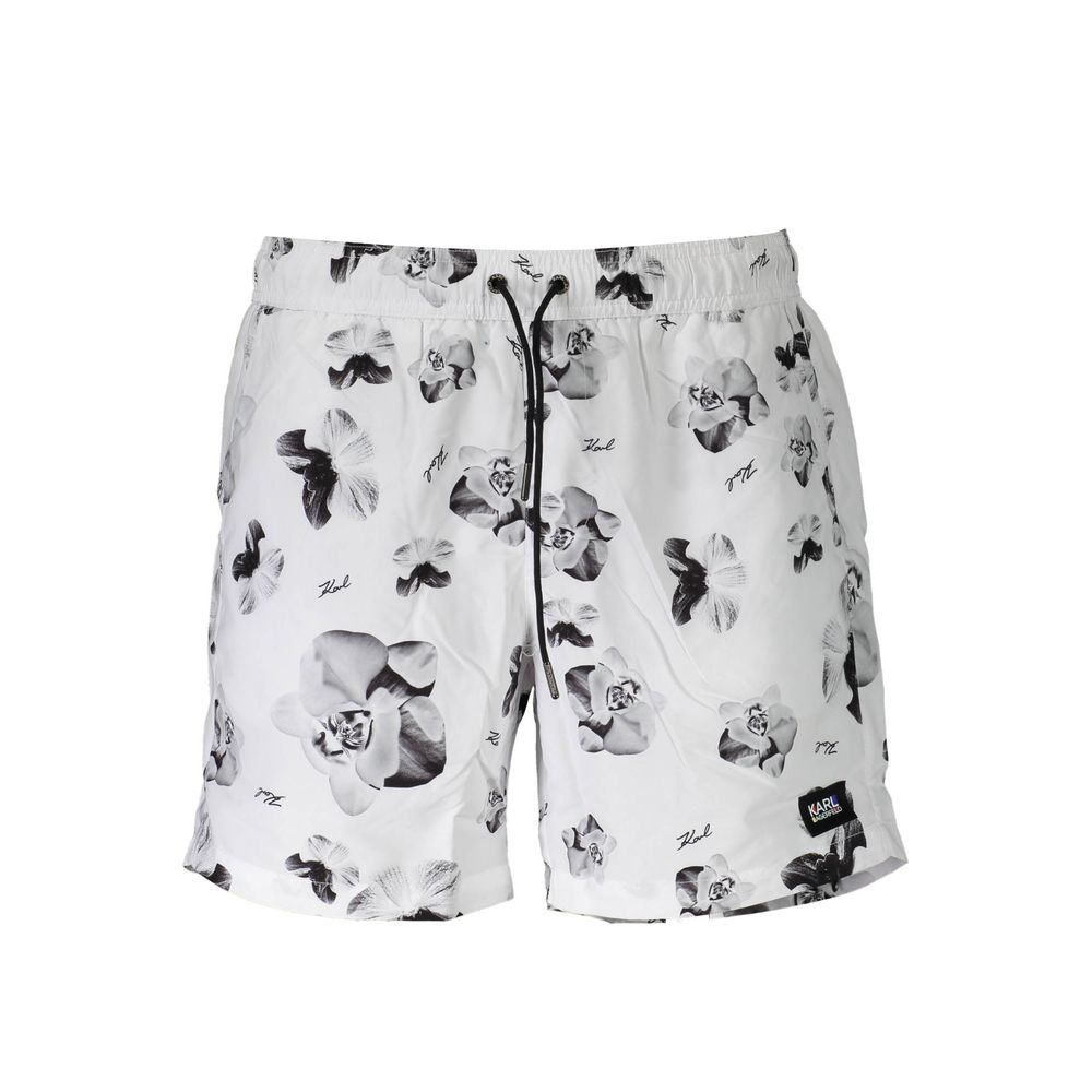 Karl Lagerfeld Bianco Polyester Men's Swim Boxer Karl Lagerfeld