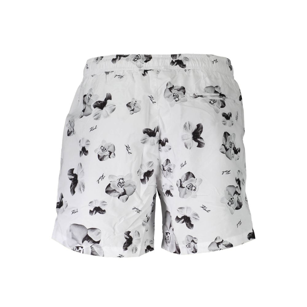 Karl Lagerfeld Bianco Polyester Men's Swim Boxer Karl Lagerfeld